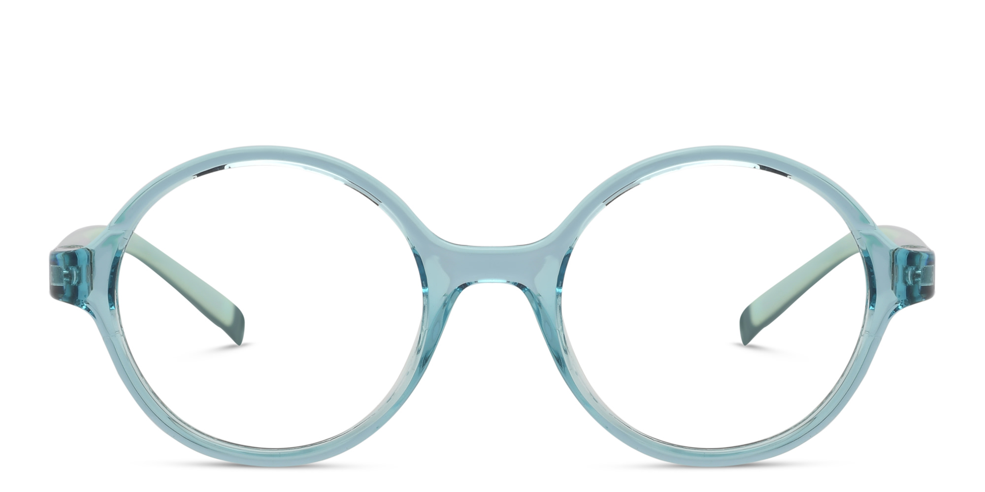 Shop EYE'M Kids Round Eyeglasses in Transparent Light Blue online.