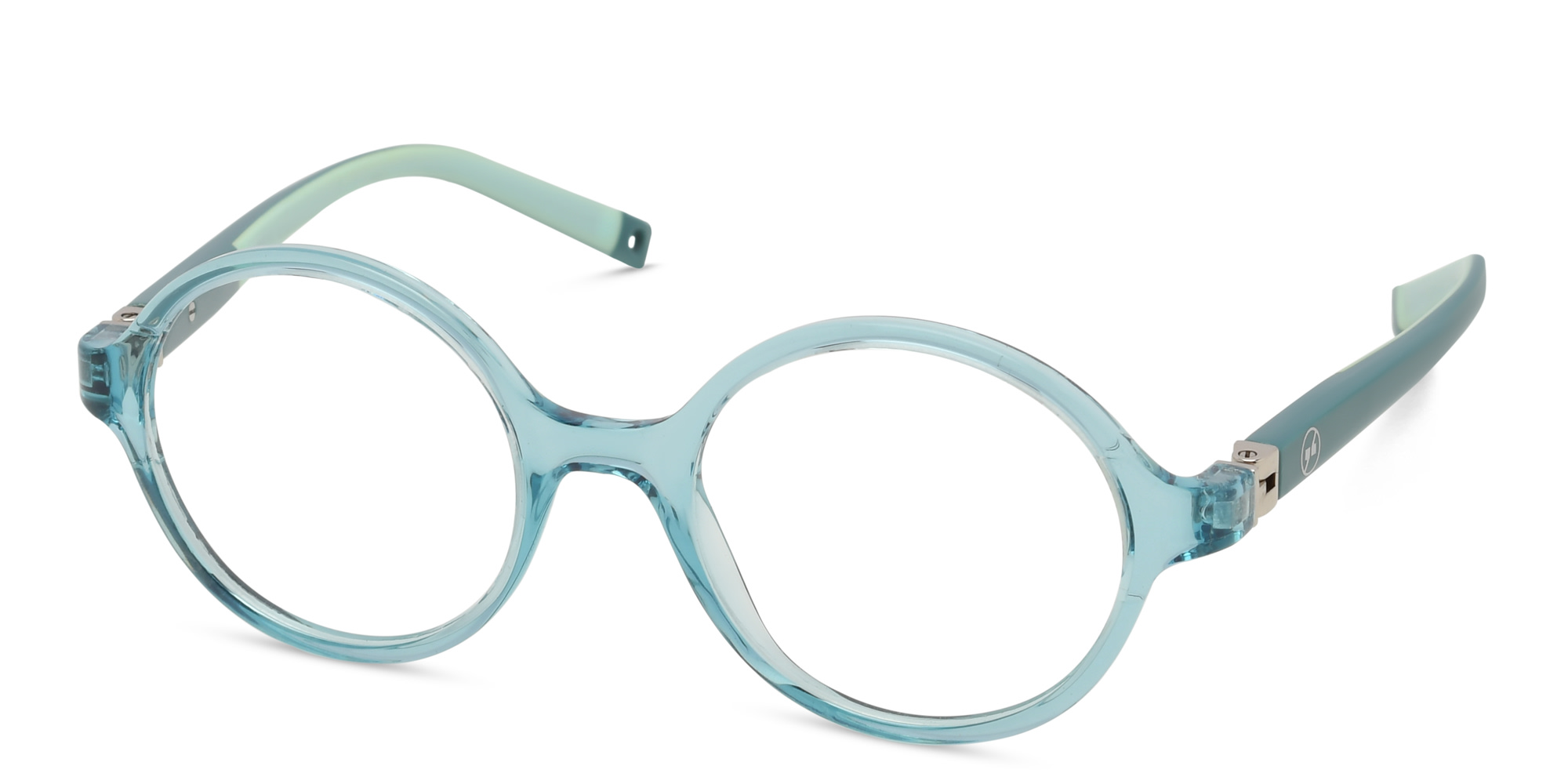 Shop EYE'M Kids Round Eyeglasses in Transparent Light Blue online.
