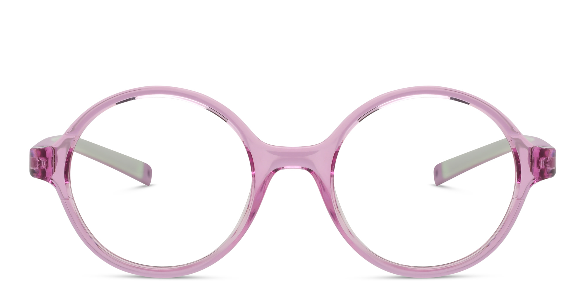EYE'M Kids Round Eyeglasses in Transparent Light Pink – Product Photo 1