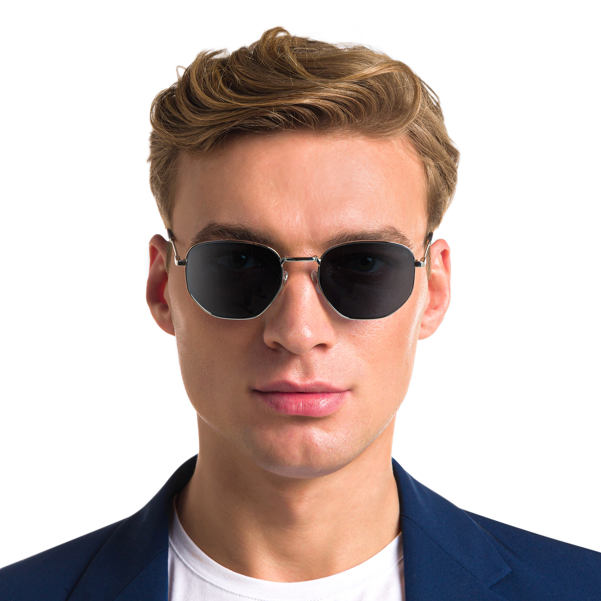 نظارة شمسية بإطار غير منتظم من EYE'M بلون فضي - صورة المنتج 5