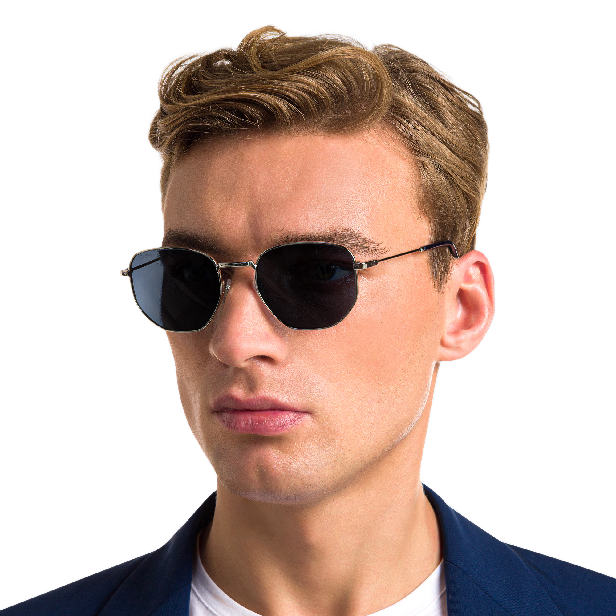 نظارة شمسية بإطار غير منتظم من EYE'M بلون فضي - صورة المنتج 6