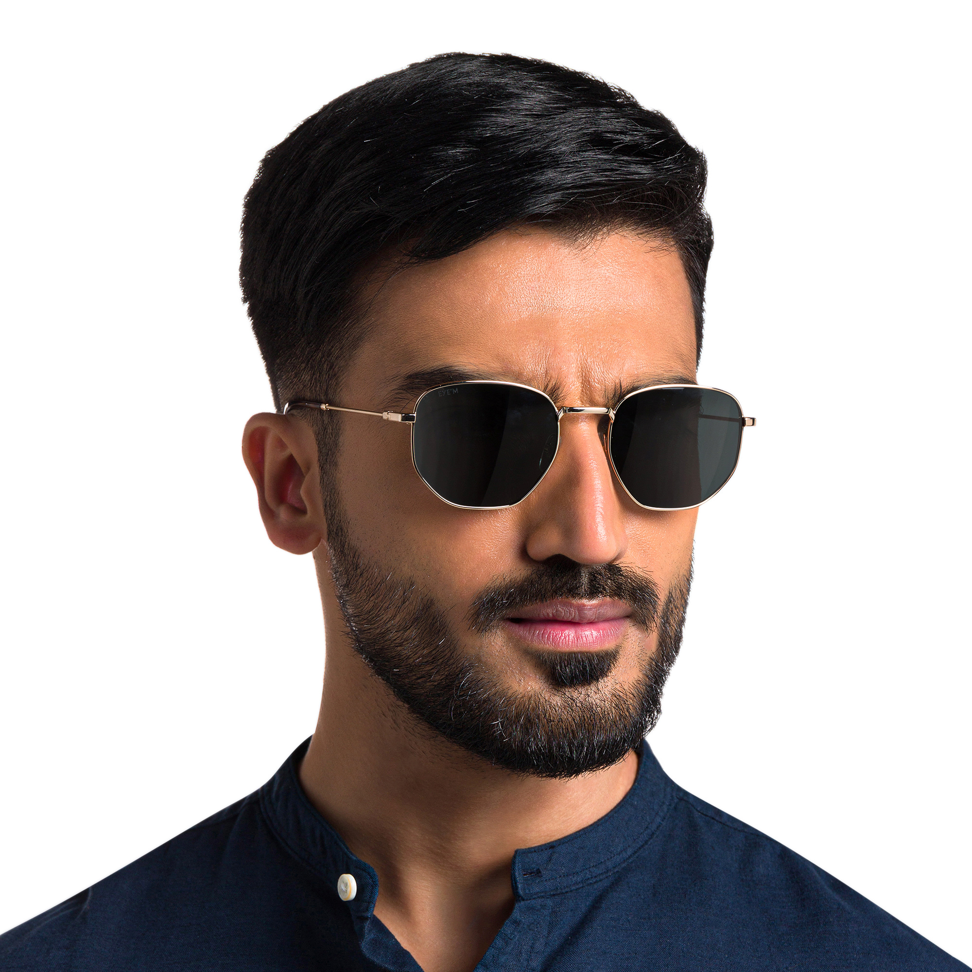 Shop EYE'M Irregular Sunglasses in Gold online.