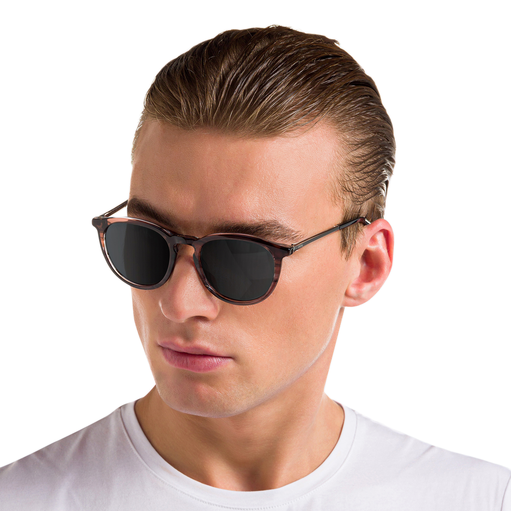 EYE'M Round Sunglasses in Brown Grey – Product Photo 6