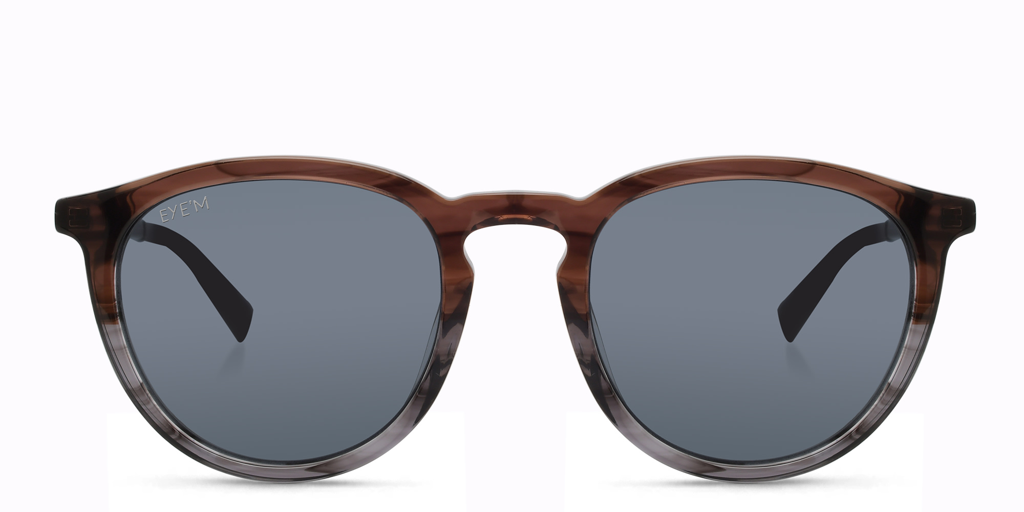 EYE'M Round Sunglasses in Brown Grey – Product Photo 1