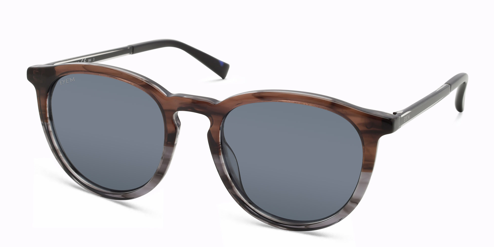EYE'M Round Sunglasses in Brown Grey – Product Photo 2