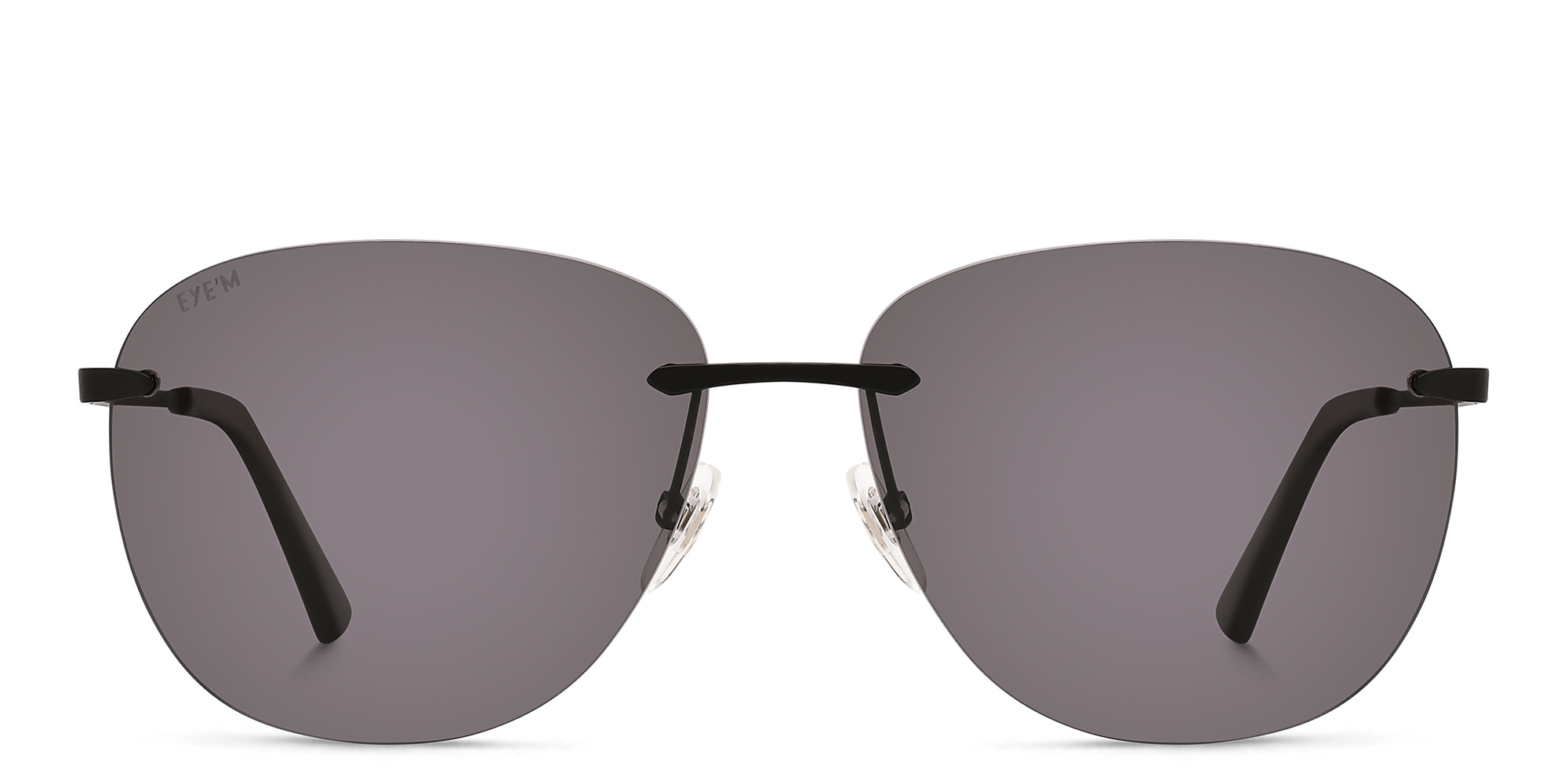 Shop EYE'M Rimless Aviator Sunglasses in Black online.