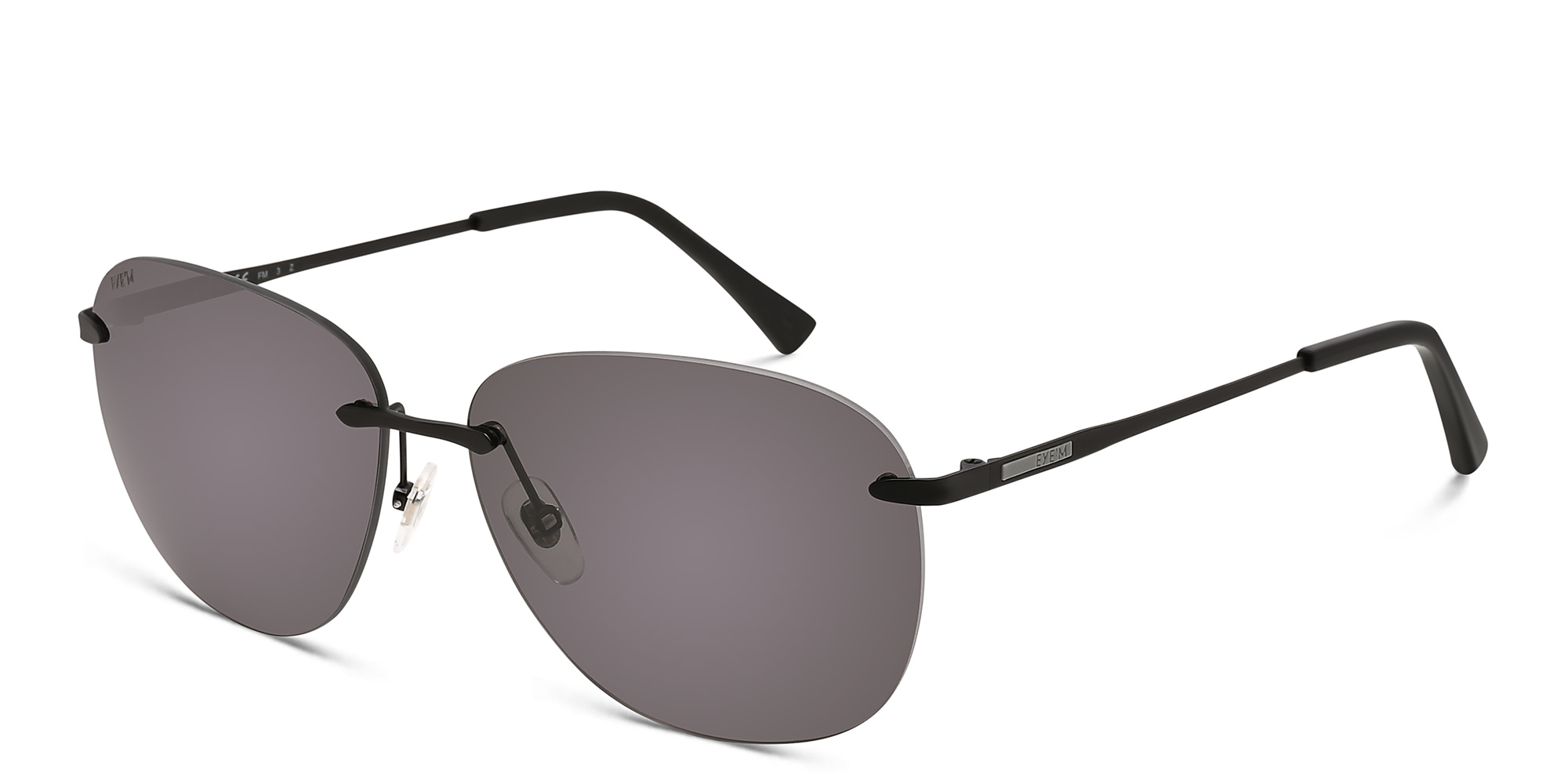 Shop EYE'M Rimless Aviator Sunglasses in Black online.