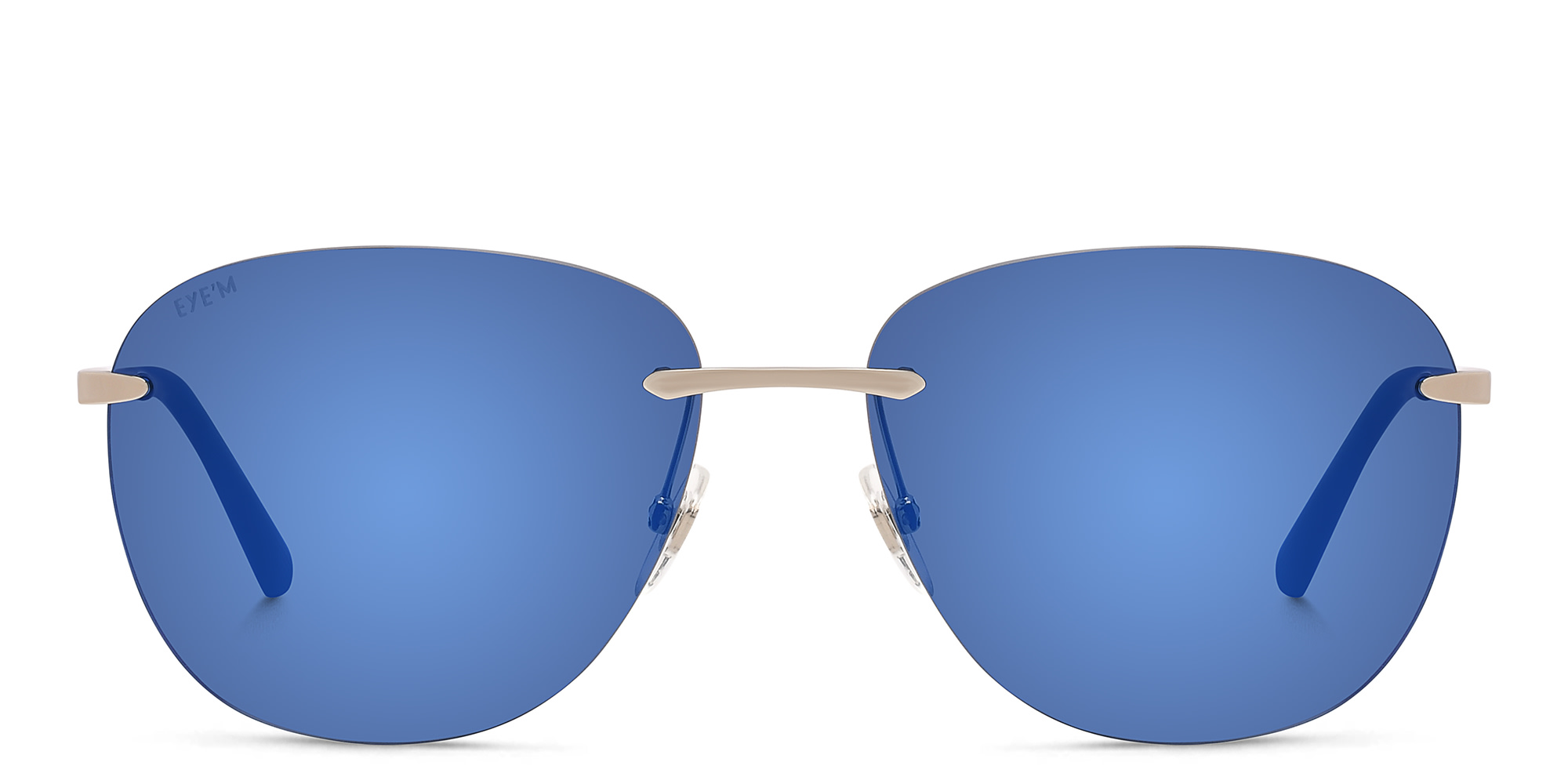 Shop EYE'M Rimless Aviator Sunglasses in Silver online.