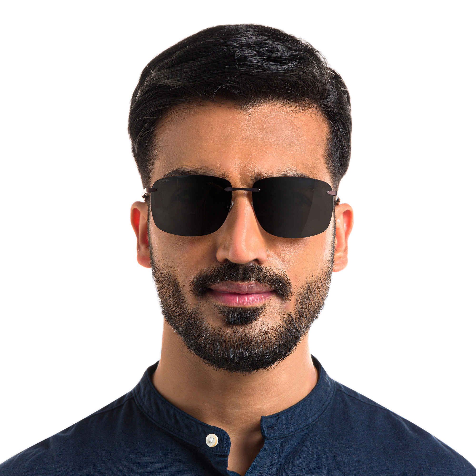 تسوق نظارة شمسية مستطيلة بدون إطار EYE'M بلون بني أونلاين.