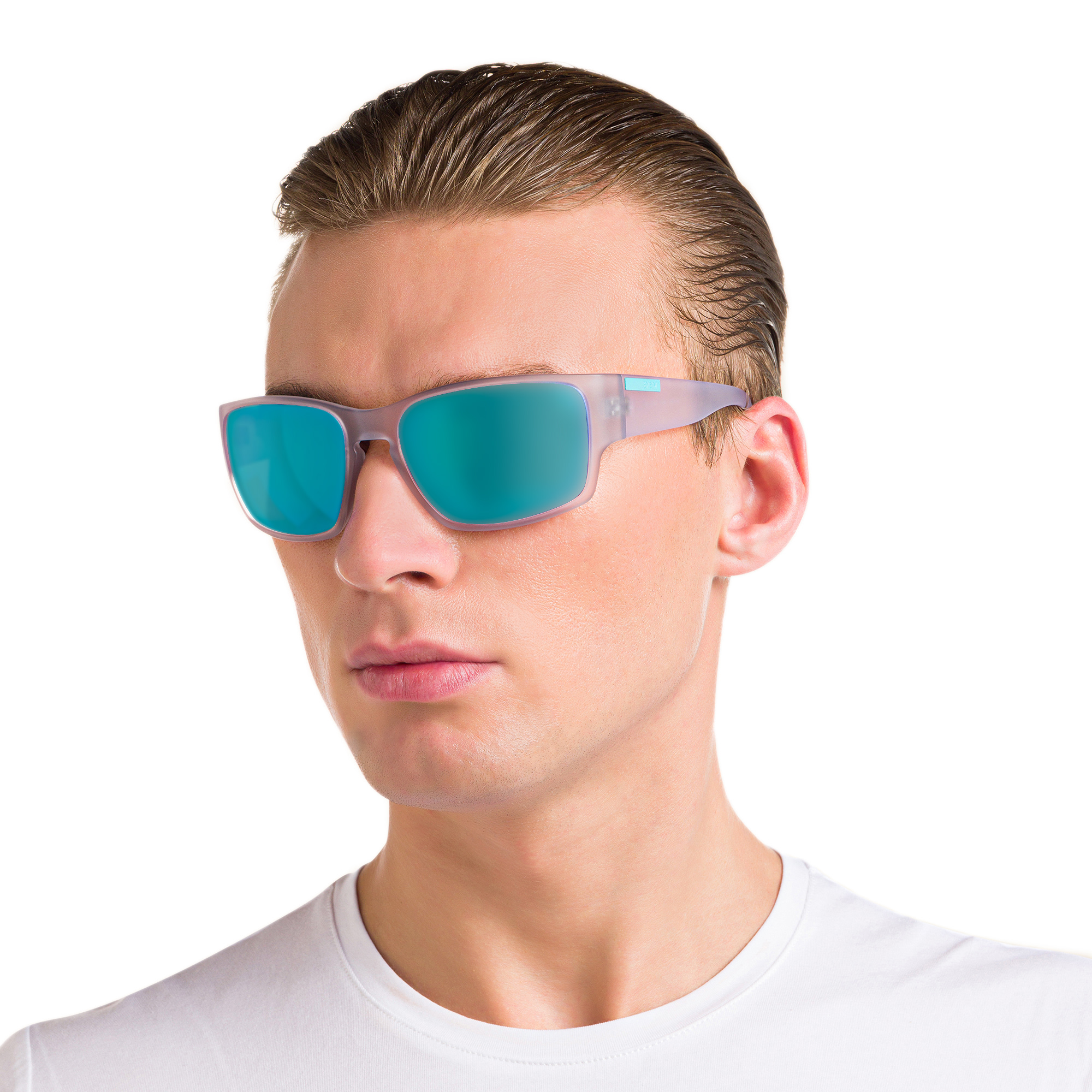 Shop EYE'M Rectangle Sunglasses in Clear online.