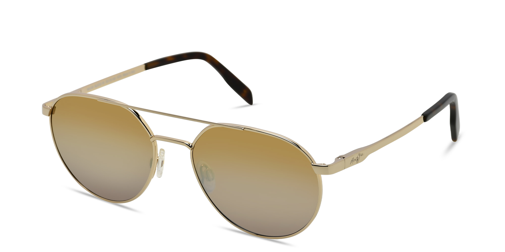 Maui Jim Waterfront Unisex Round Sunglasses in Gold – Product Photo 2