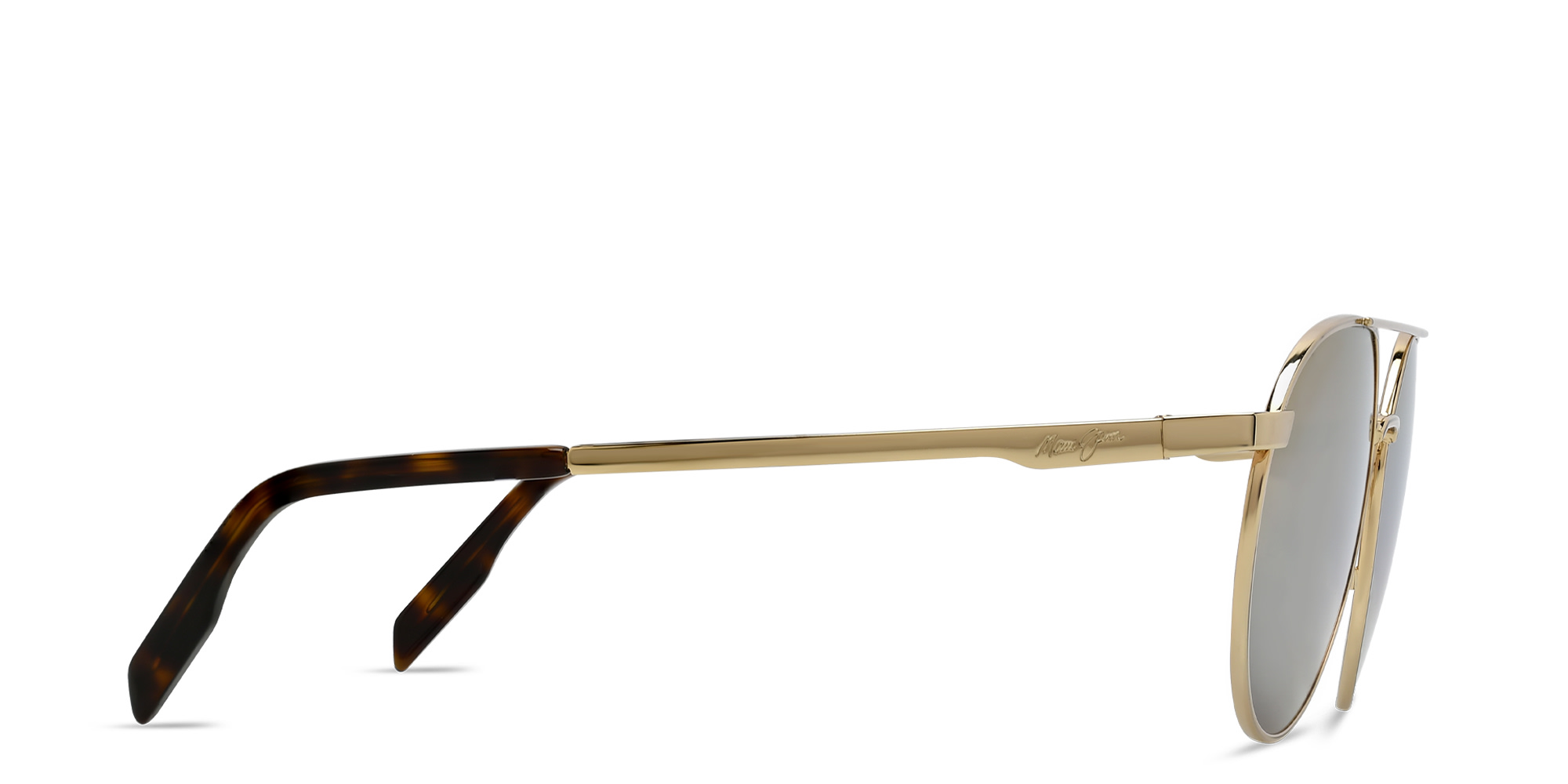 Maui Jim Waterfront Unisex Round Sunglasses in Gold – Product Photo 3