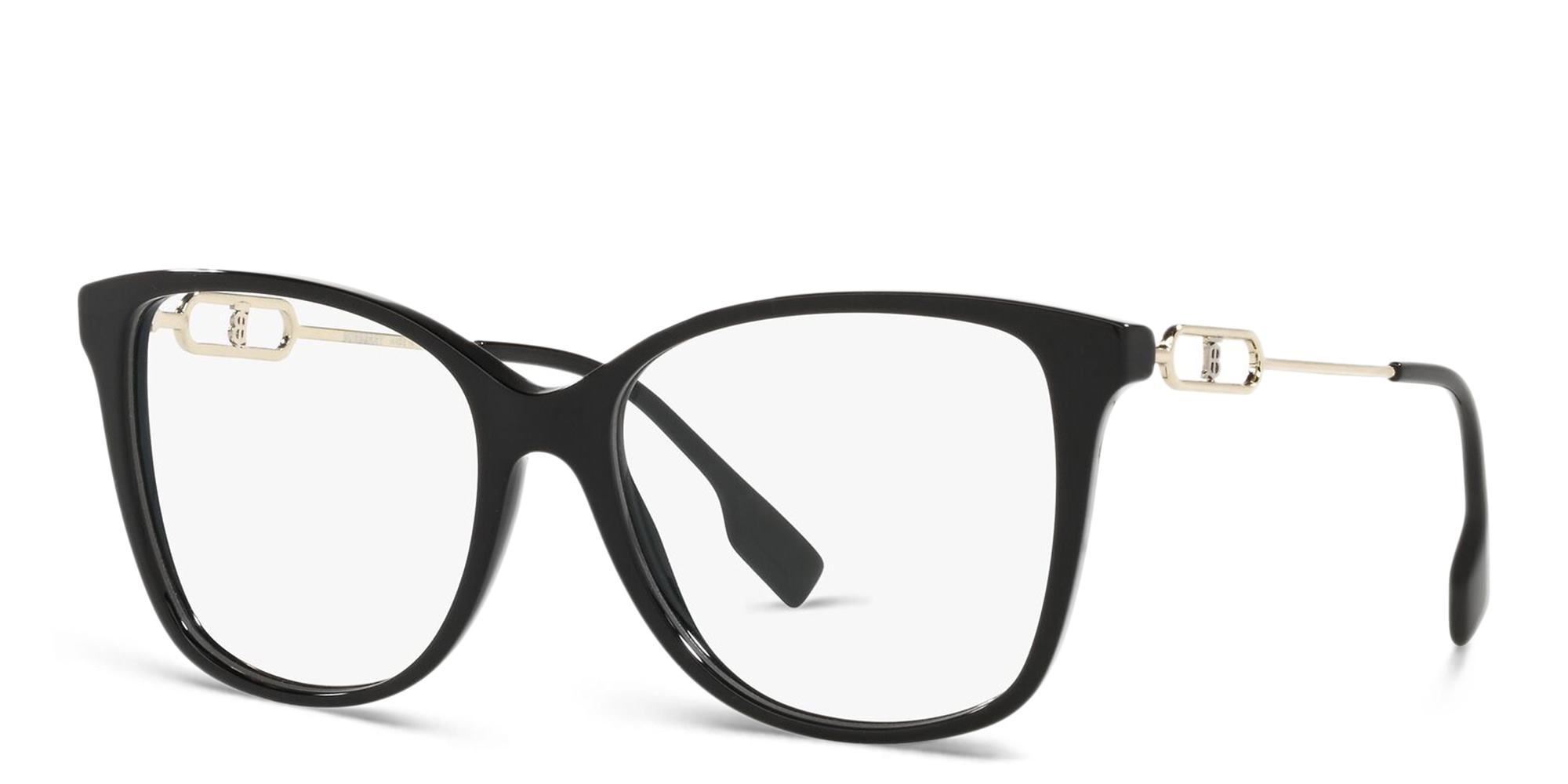 Shop BURBERRY Square Eyeglasses in Black online.