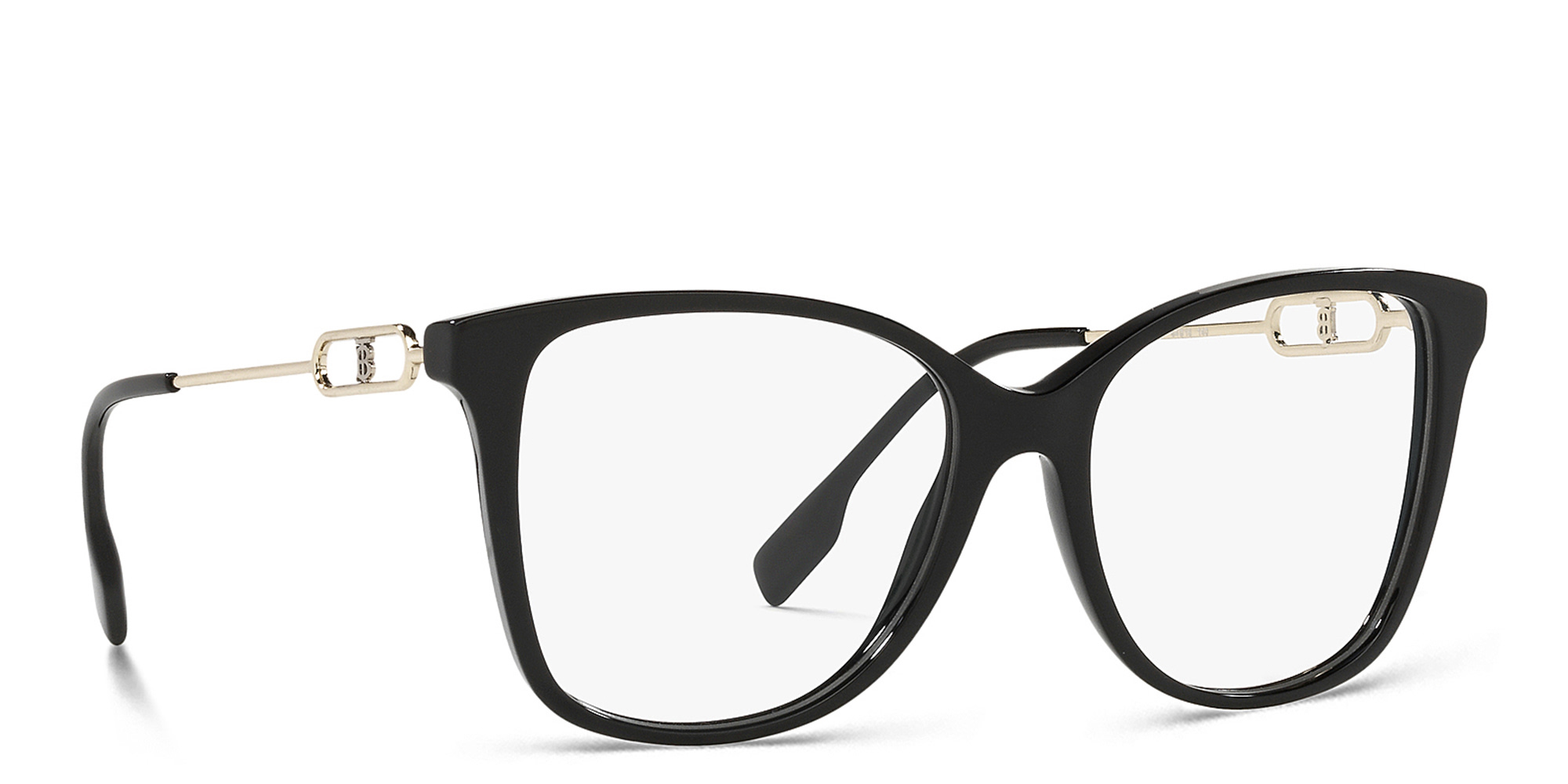 Shop BURBERRY Square Eyeglasses in Black online.