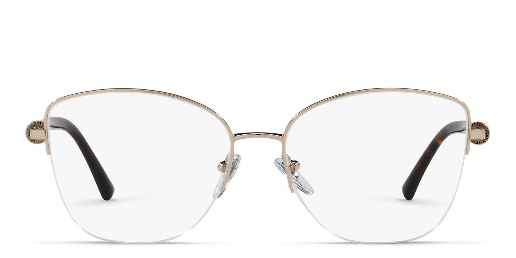 BVLGARI Half Rim Cat Eye Eyeglasses in Pale Gold – Product Photo 1