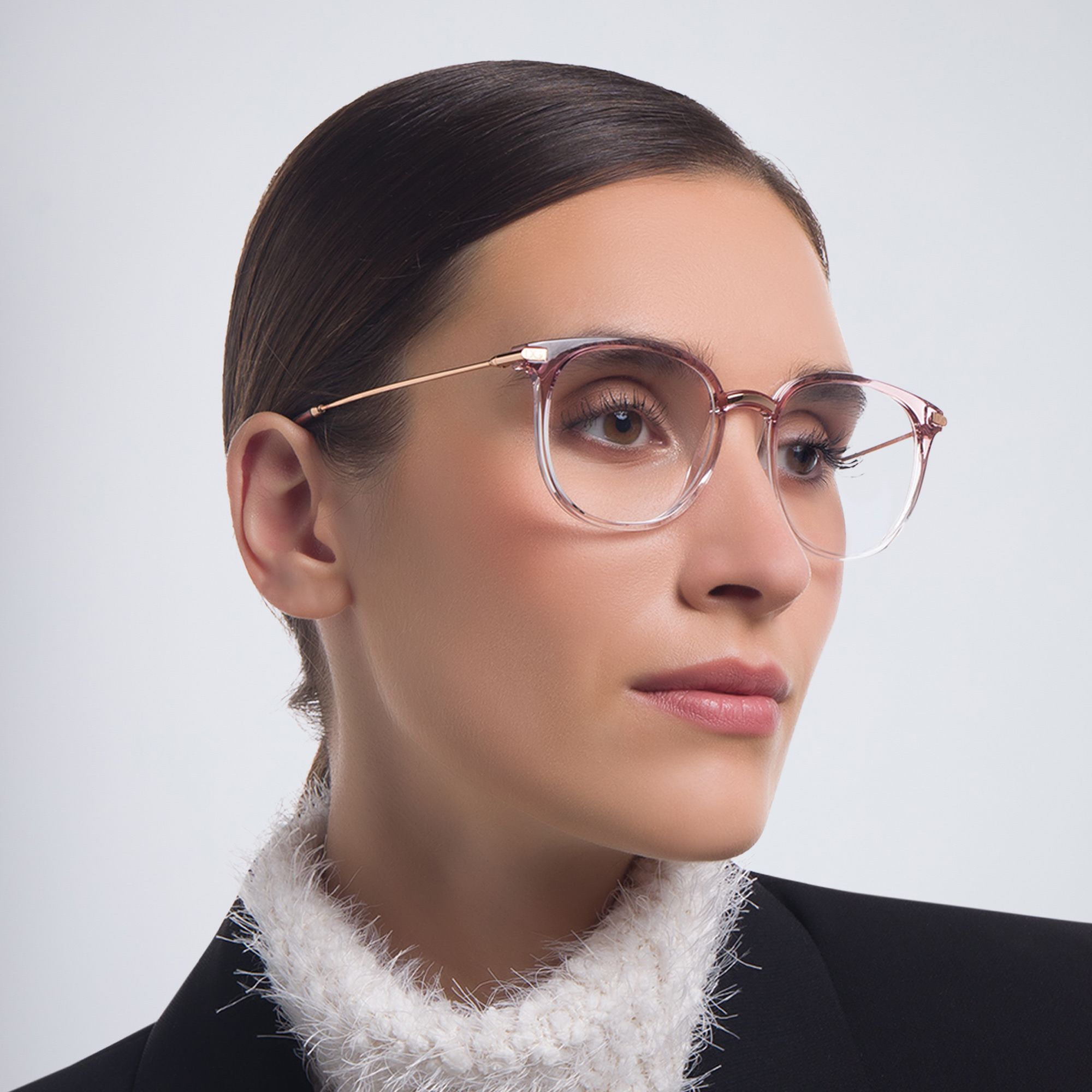 Shop Dolce & Gabbana Panthos Eyeglasses in Clear online.