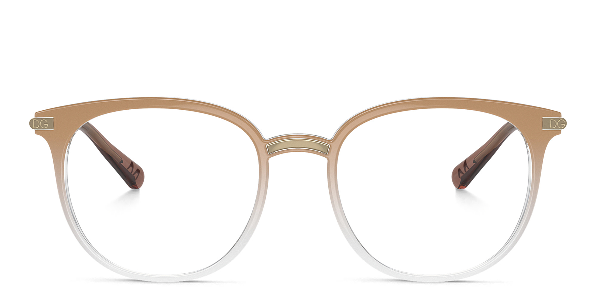 Shop Dolce & Gabbana Logo Panthos Eyeglasses in Beige online.