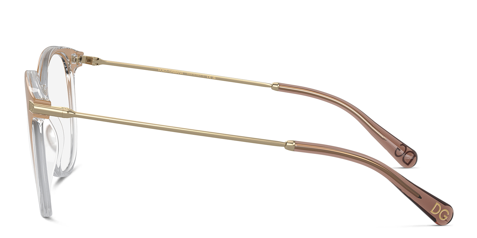 Shop Dolce & Gabbana Logo Panthos Eyeglasses in Beige online.