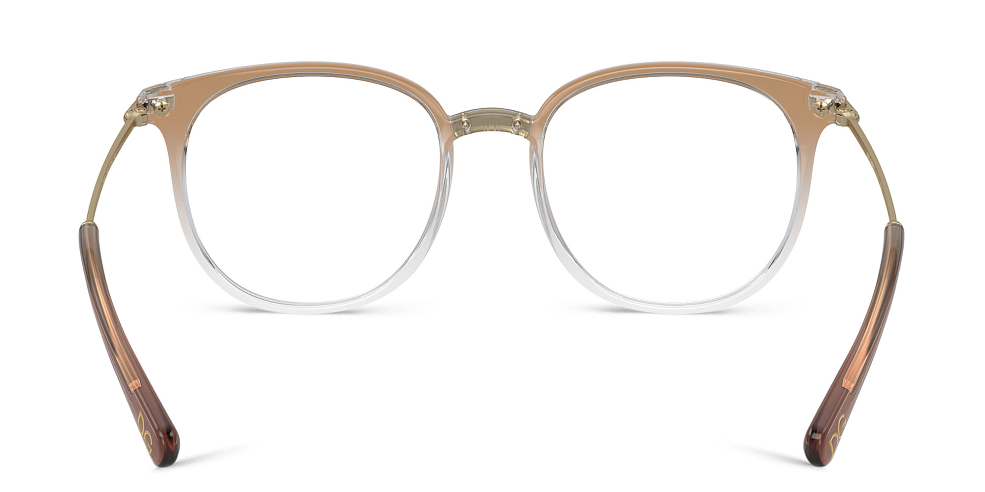 Shop Dolce & Gabbana Logo Panthos Eyeglasses in Beige online.