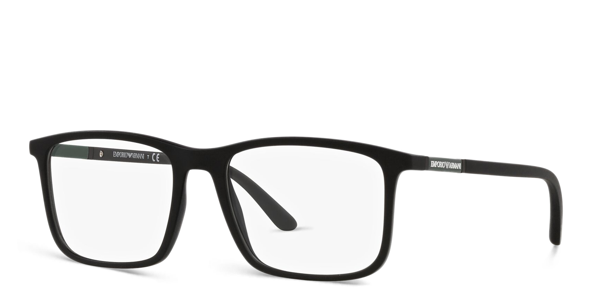 Emporio Armani Rectangle Eyeglasses in Matte Black – Product Photo 2