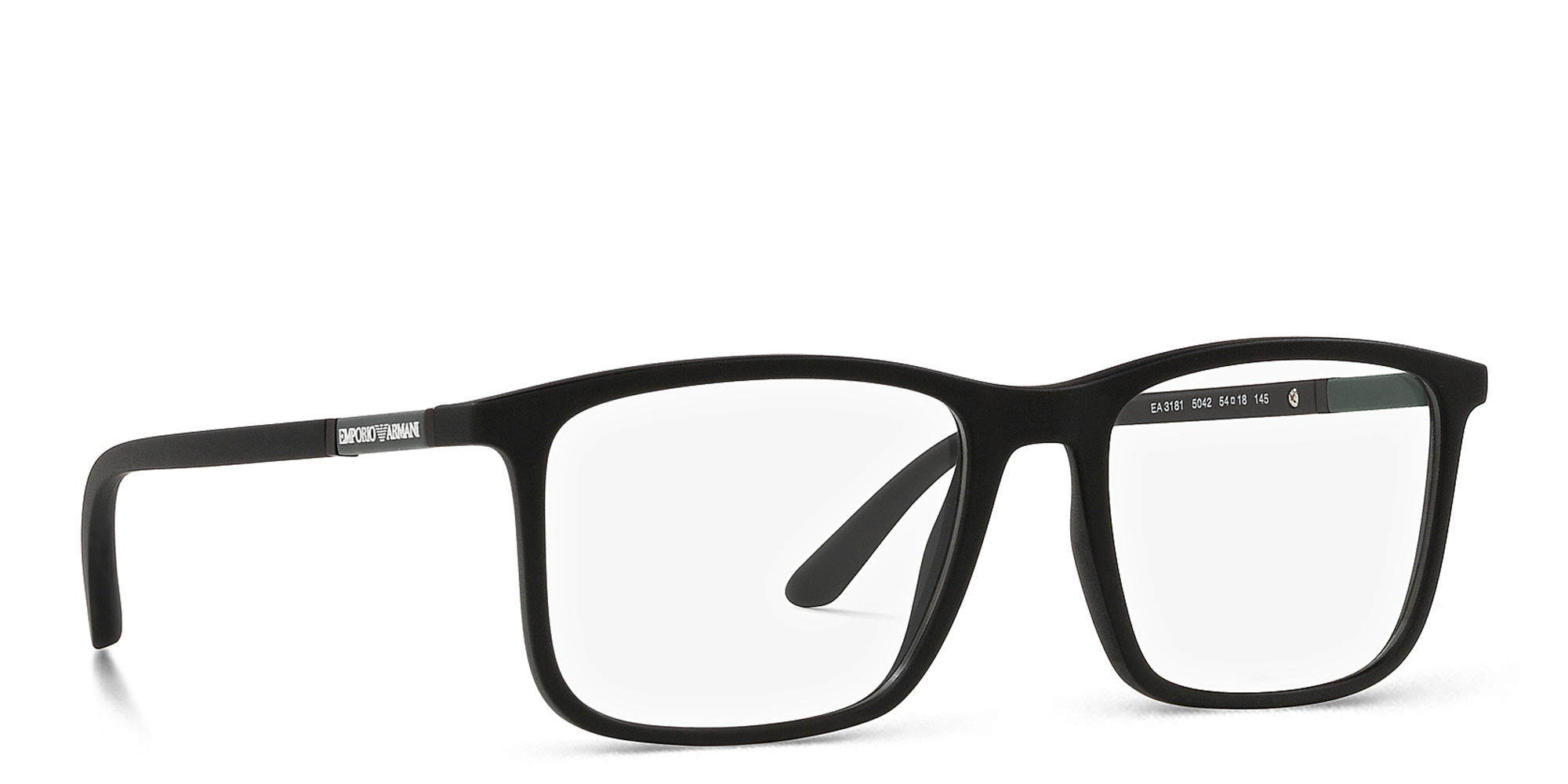 Emporio Armani Rectangle Eyeglasses in Matte Black – Product Photo 4