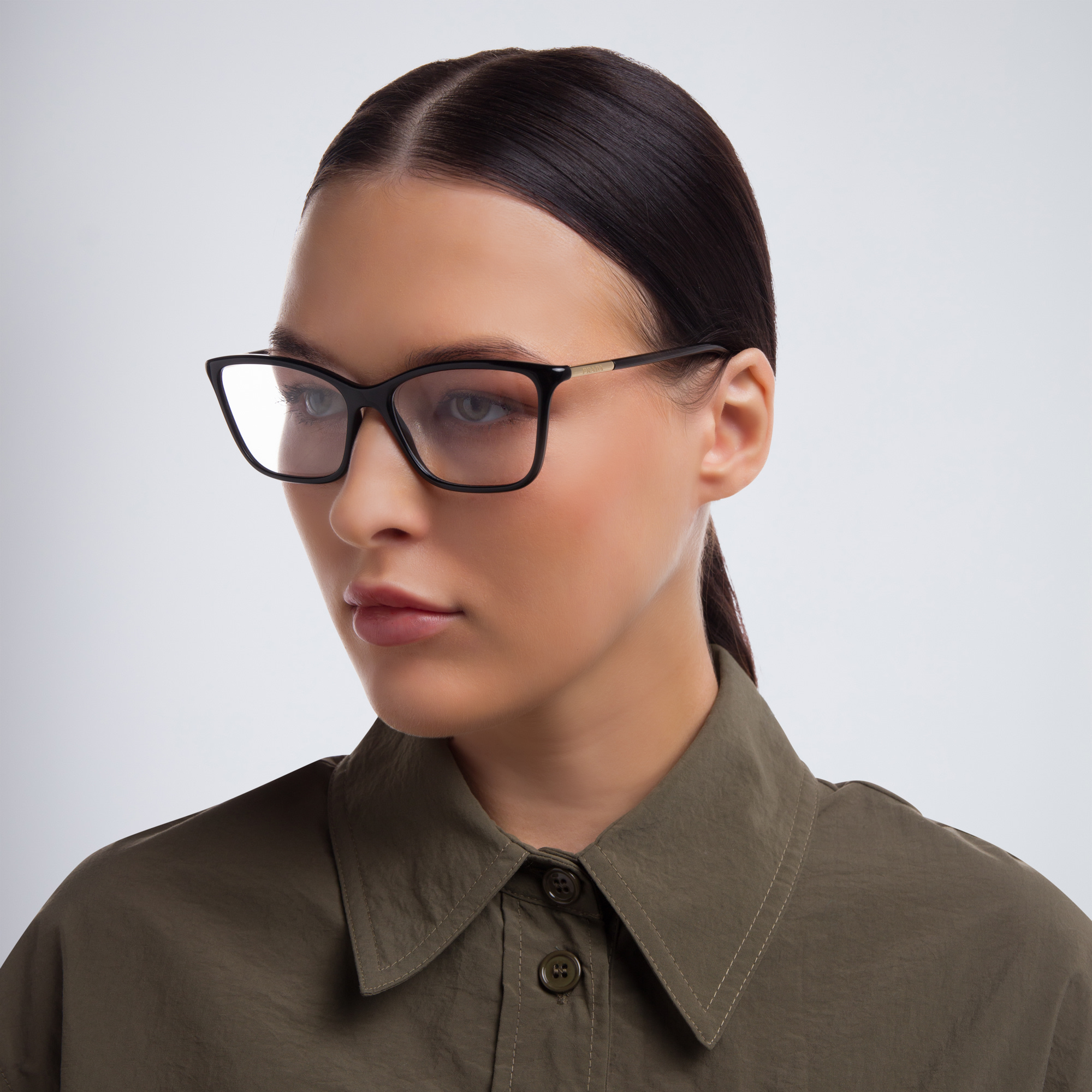 PRADA Wide Cat Eye Eyeglasses in Black – Product Photo 5