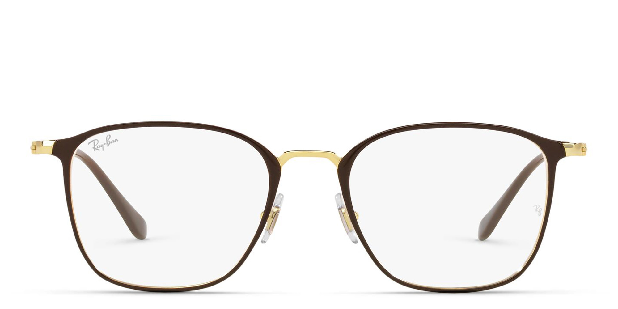 Ray-Ban Unisex Square Eyeglasses in Brown On Gold – Product Photo 1