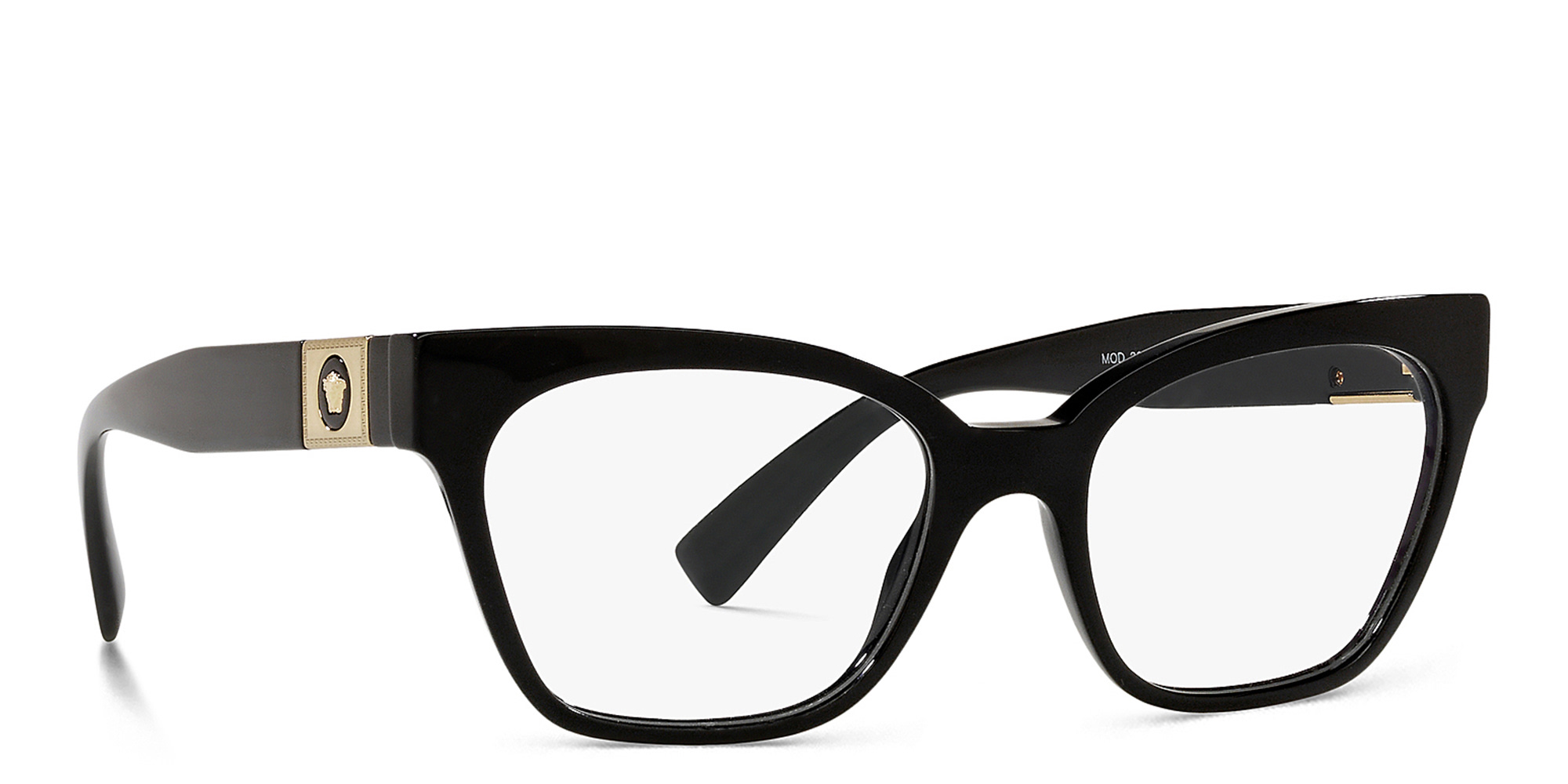 Shop VERSACE Medusa-Embellished Cat-Eye Eyeglasses in Black online.