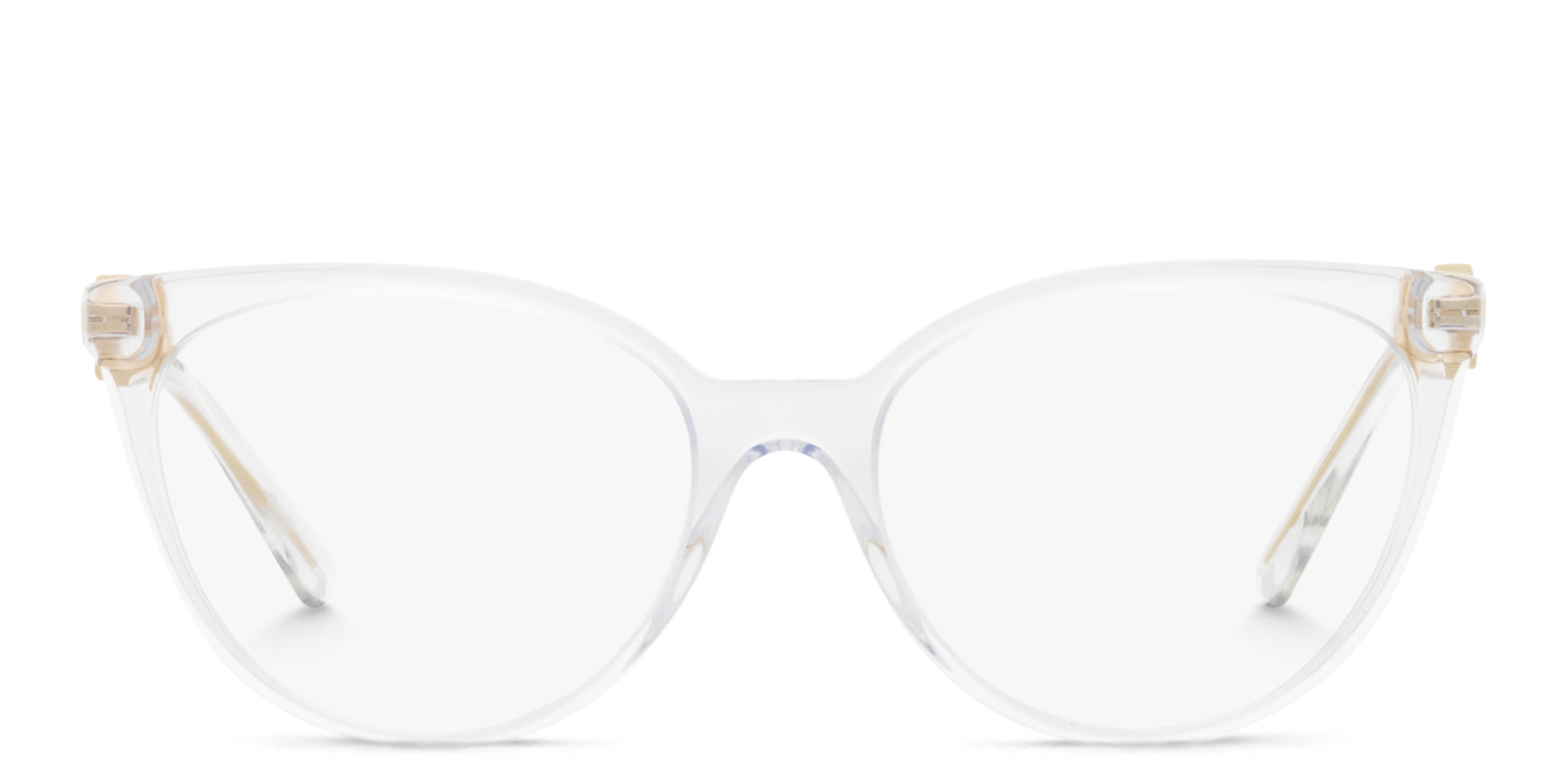 Shop VERSACE Medusa-embellished Panthos Eyeglasses in Crystal online.