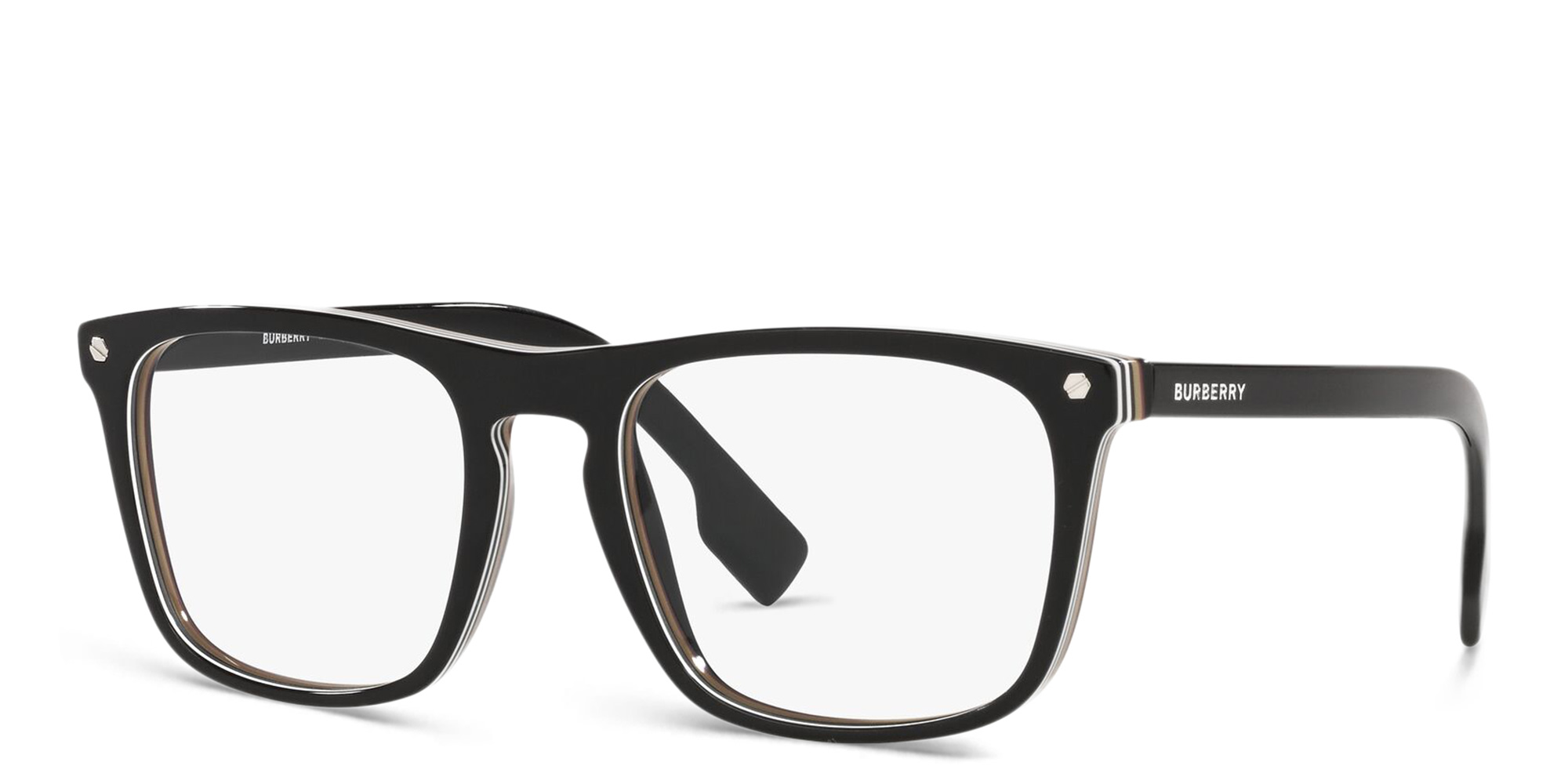 BURBERRY Wide Square Eyeglasses in Black – Product Photo 2