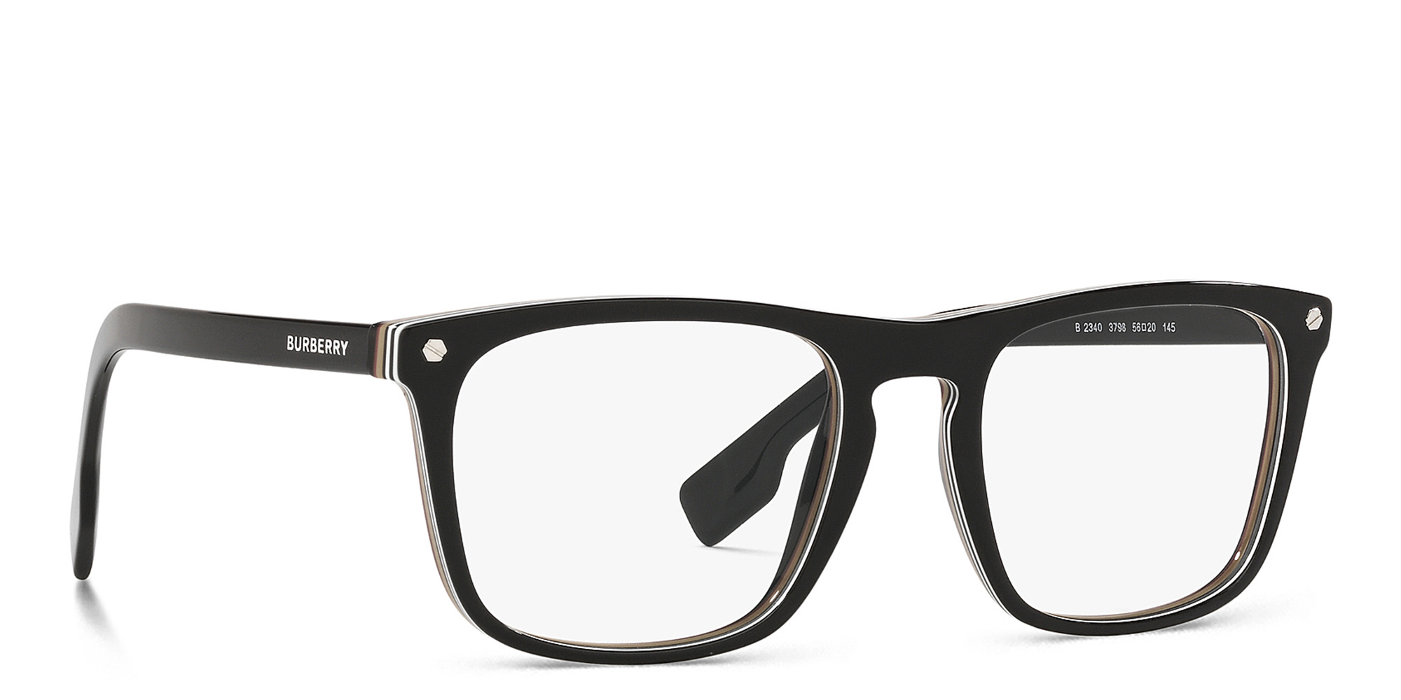 BURBERRY Wide Square Eyeglasses in Black – Product Photo 4