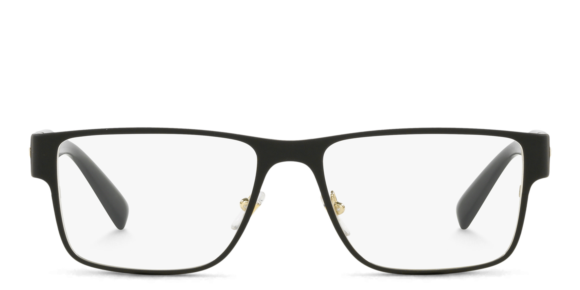 VERSACE Medusa-embellished wide rectangle eyeglasses in Black – Product Photo 1