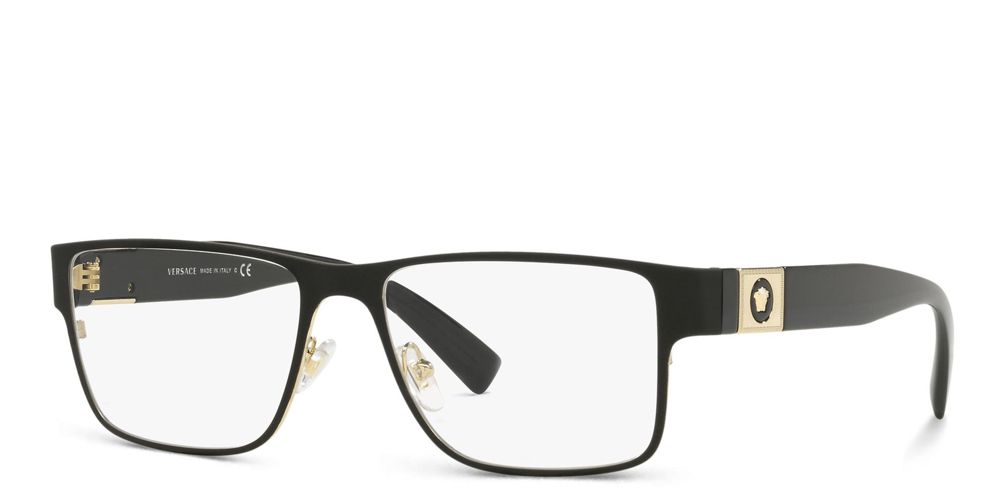 VERSACE Medusa-embellished wide rectangle eyeglasses in Black – Product Photo 2