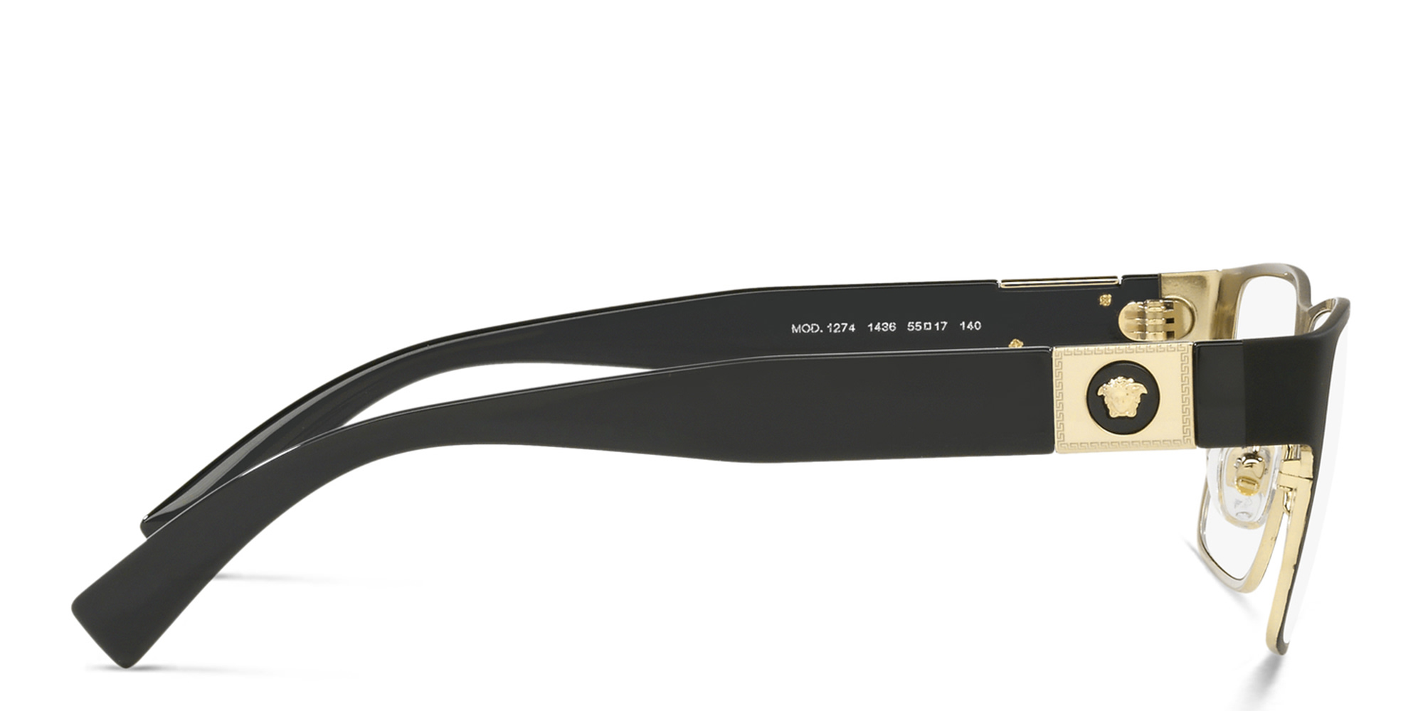 VERSACE Medusa-embellished wide rectangle eyeglasses in Black – Product Photo 3