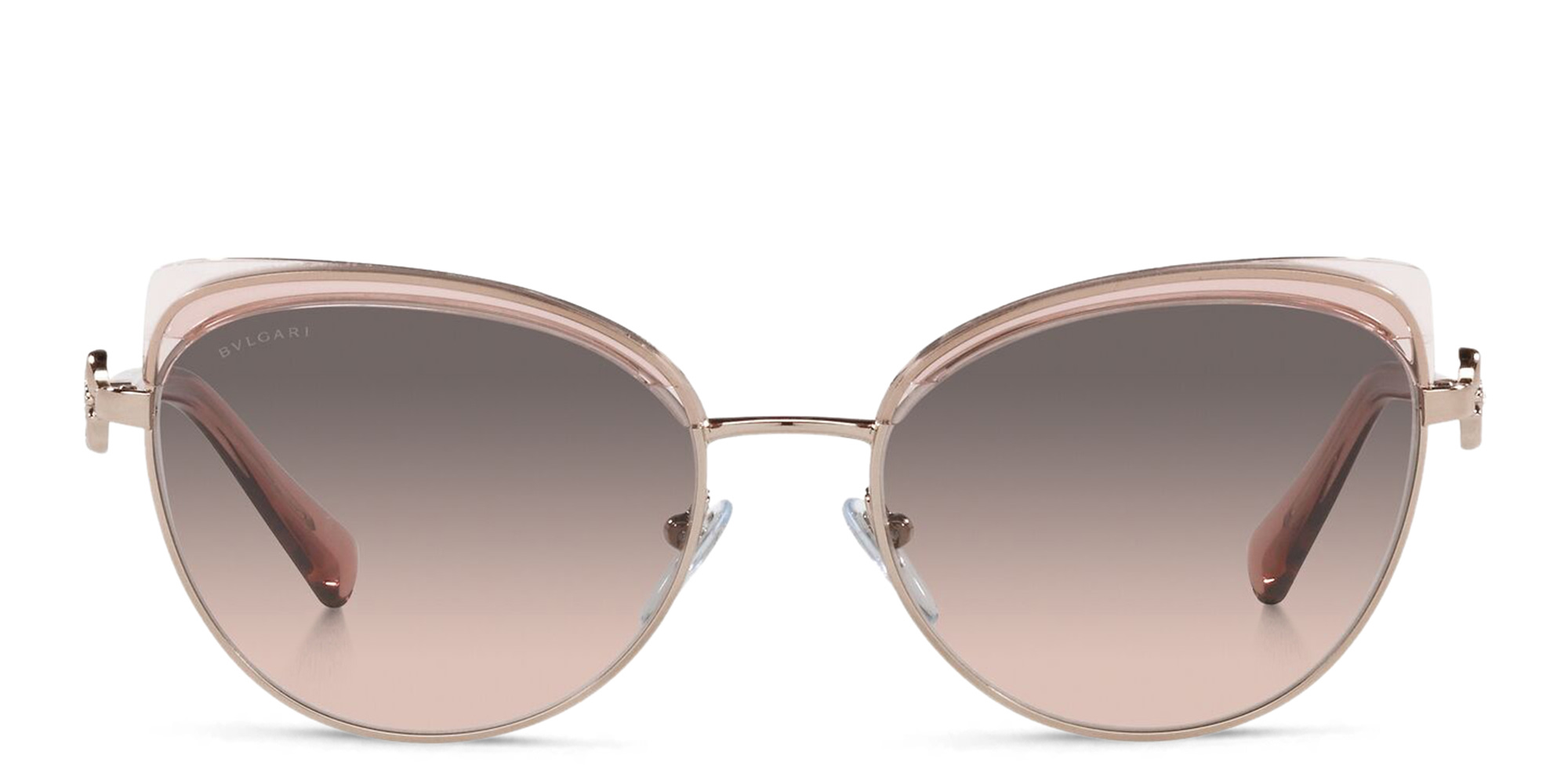 Shop BVLGARI Cat Eye Sunglasses in Rose Gold online.