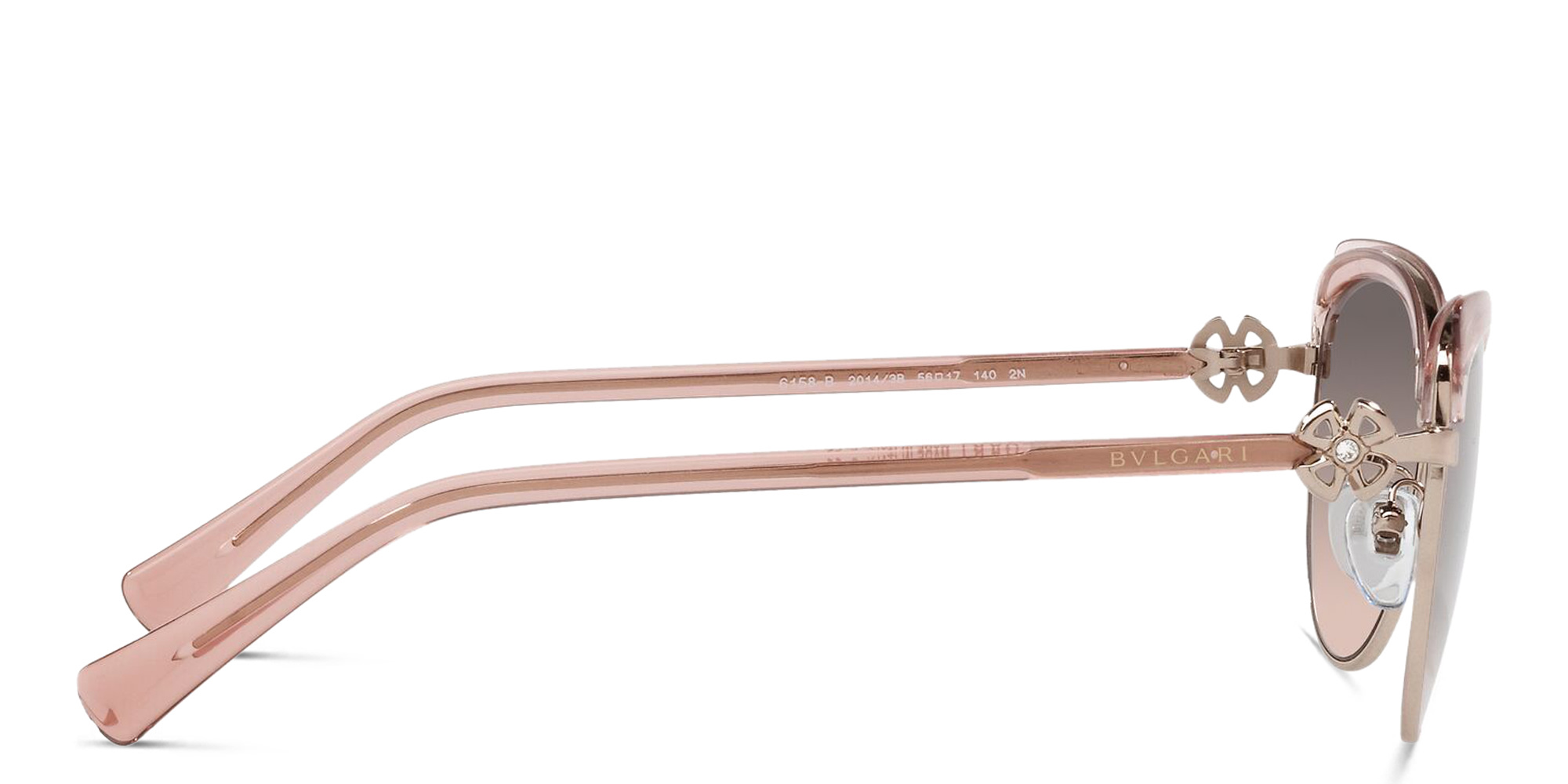 Shop BVLGARI Cat Eye Sunglasses in Rose Gold online.