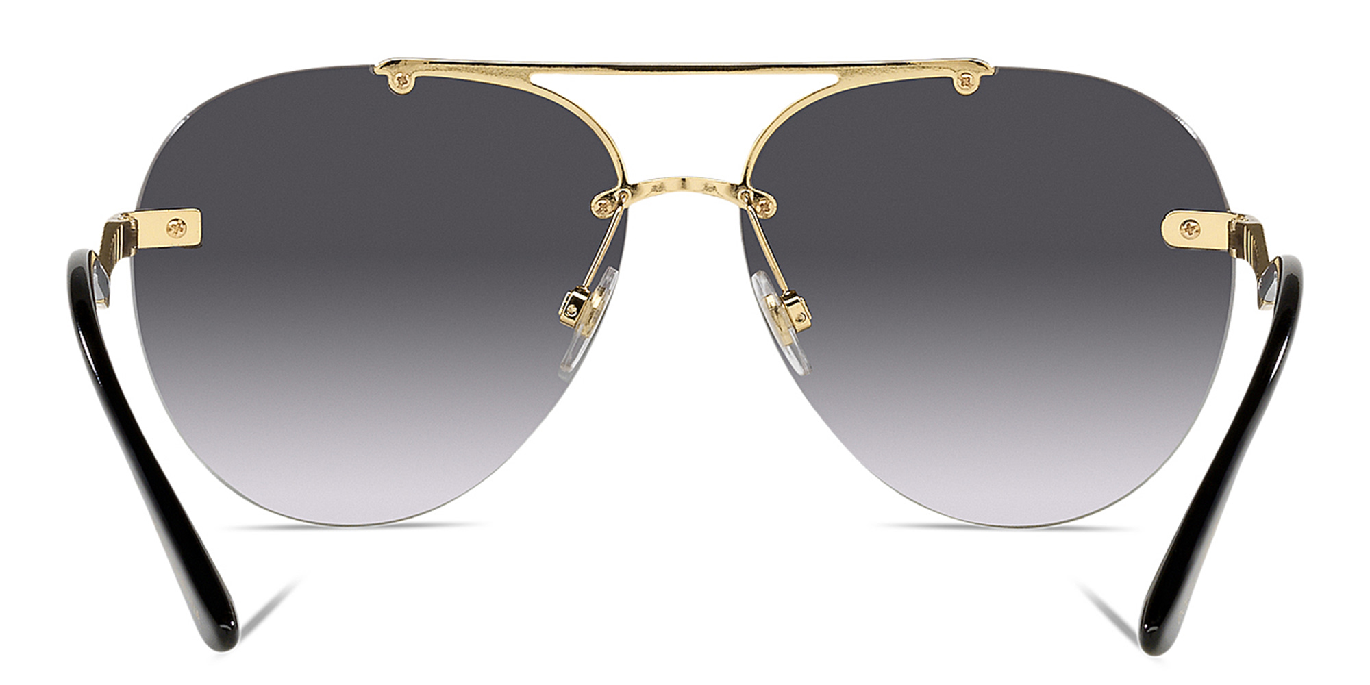 Shop Dolce & Gabbana Rimless Wide Aviator Sunglasses in Gold online.