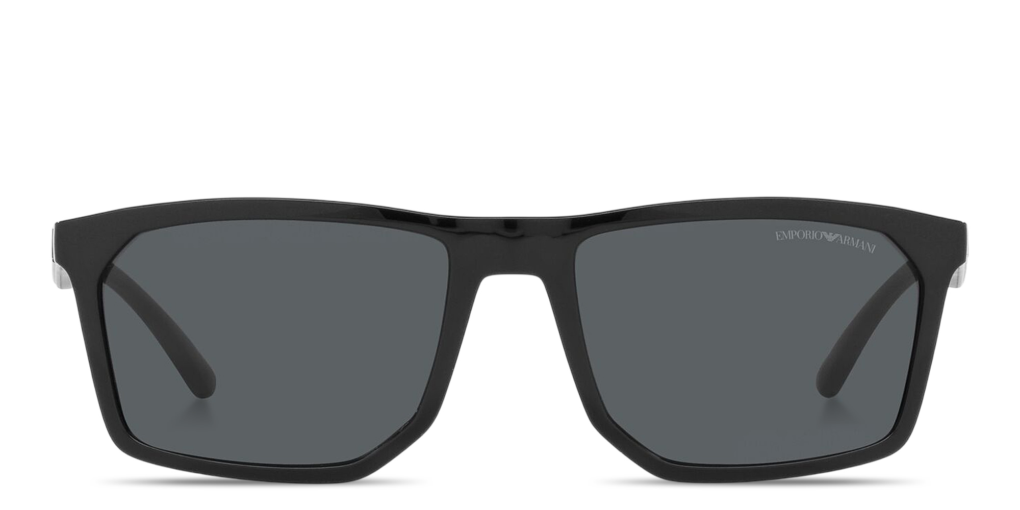 Shop Emporio Armani Irregular Sunglasses in Black online.