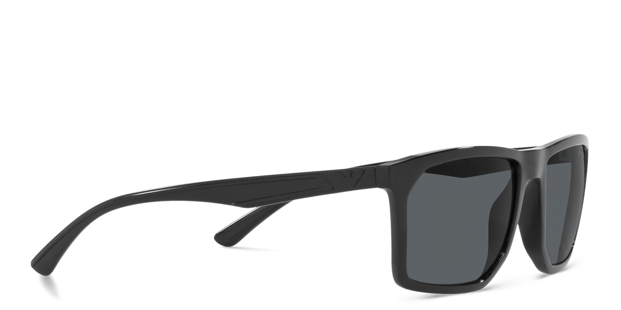 Shop Emporio Armani Irregular Sunglasses in Black online.
