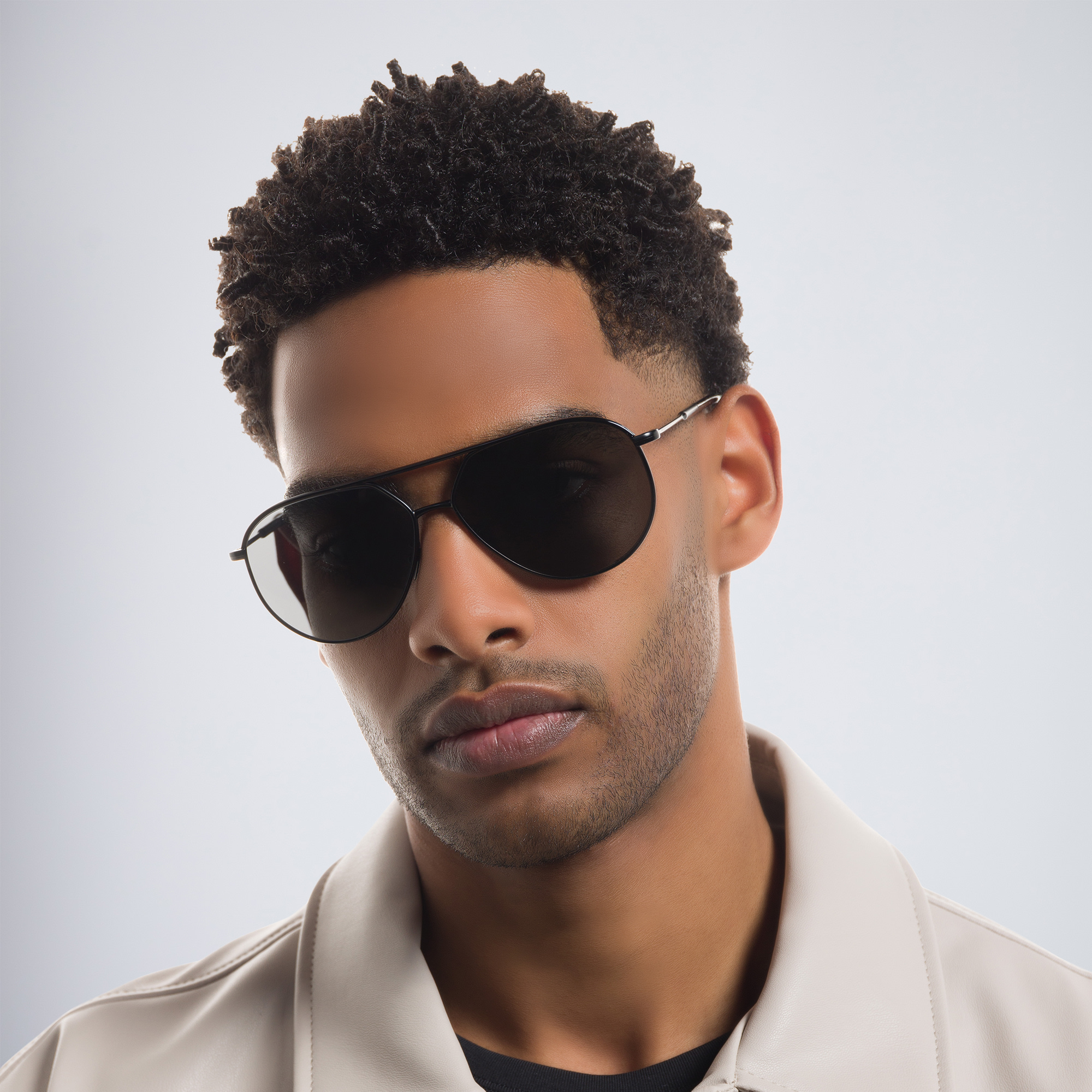 Shop GIORGIO ARMANI Wide Aviator Sunglasses in Black online.