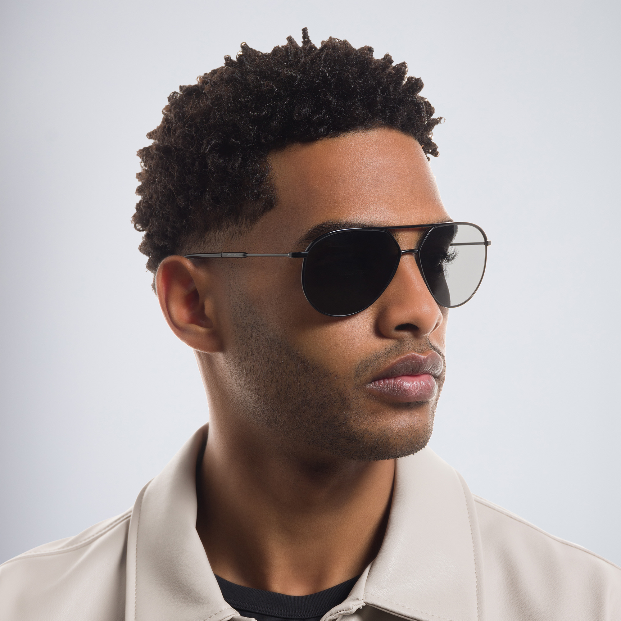 Shop GIORGIO ARMANI Wide Aviator Sunglasses in Black online.