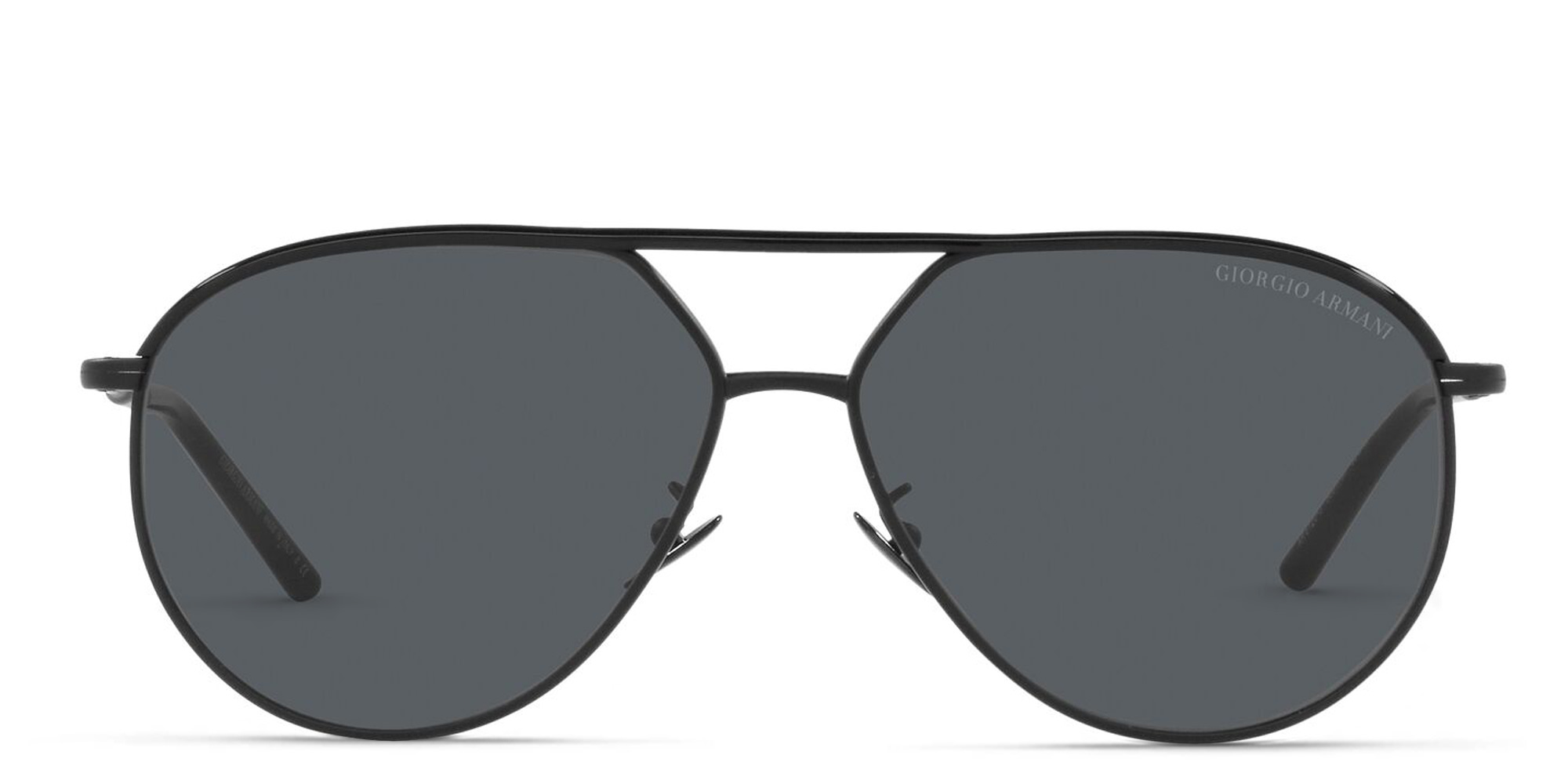 Shop GIORGIO ARMANI Wide Aviator Sunglasses in Black online.