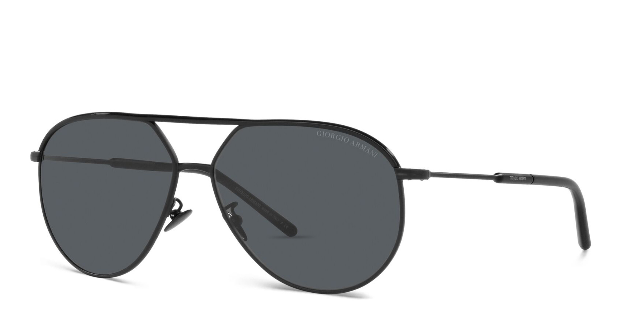 Shop GIORGIO ARMANI Wide Aviator Sunglasses in Black online.