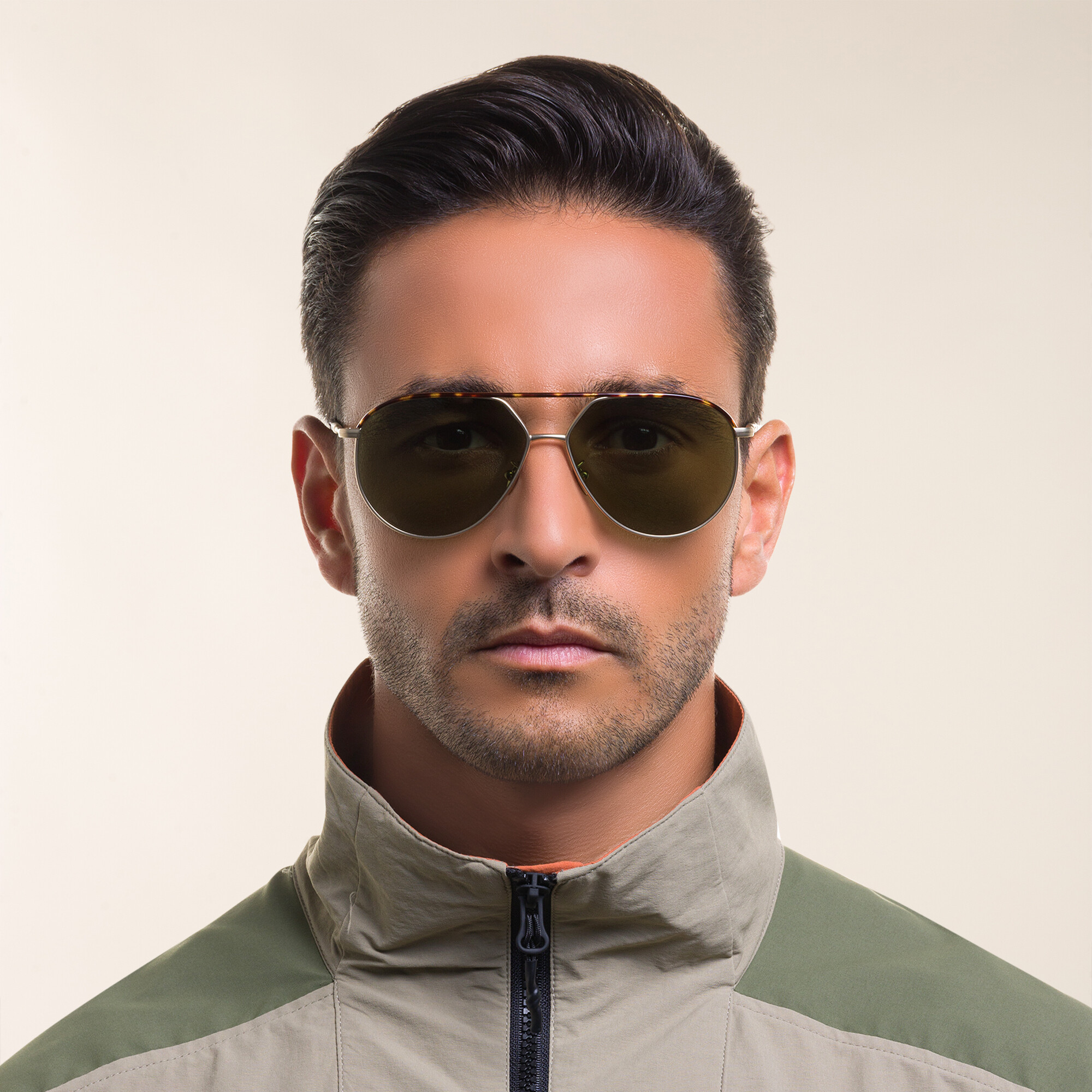 Shop GIORGIO ARMANI Wide Aviator Sunglasses in Silver online.