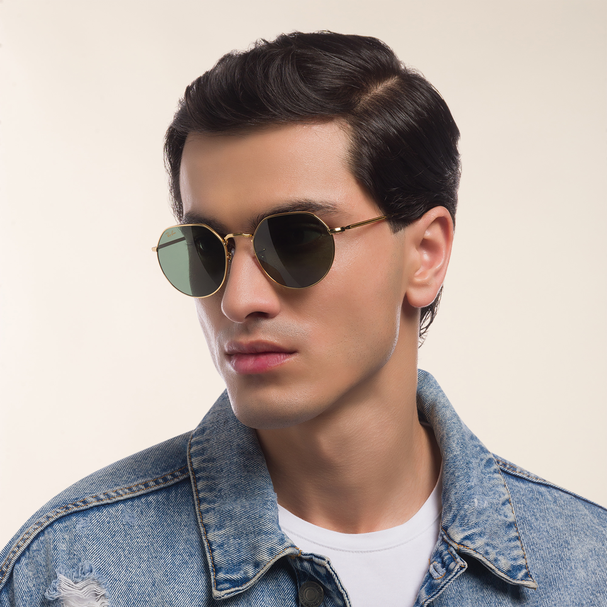 Shop Ray-Ban Jack Unisex Irregular Sunglasses in Gold online.