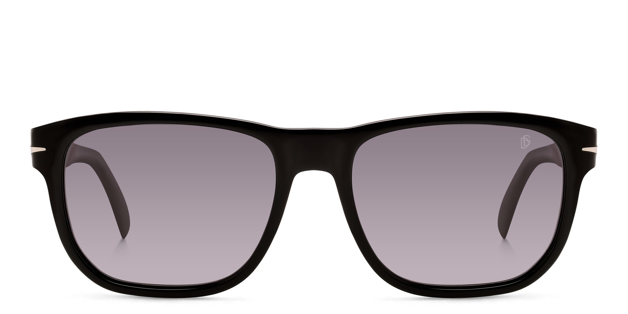 DAVID BECKHAM Rectangle Sunglasses in Black & Silver – Product Photo 1