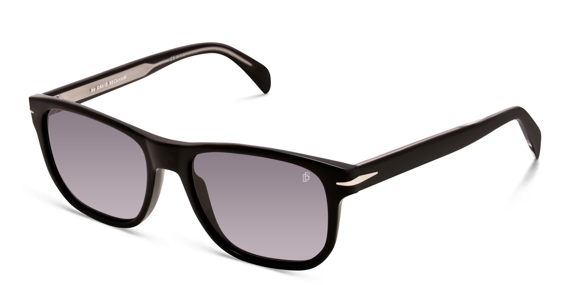 DAVID BECKHAM Rectangle Sunglasses in Black & Silver – Product Photo 2