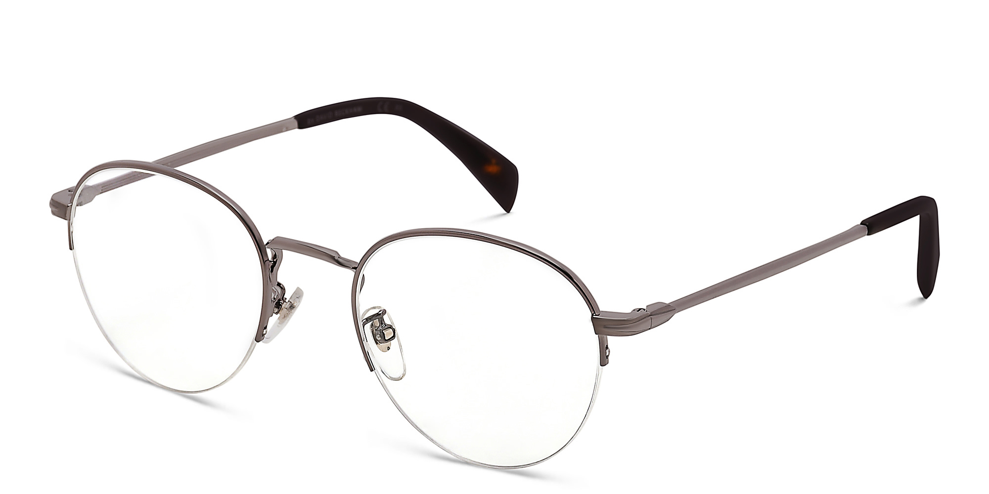 Shop DAVID BECKHAM Round Eyeglasses in Dark Ruthenium online.