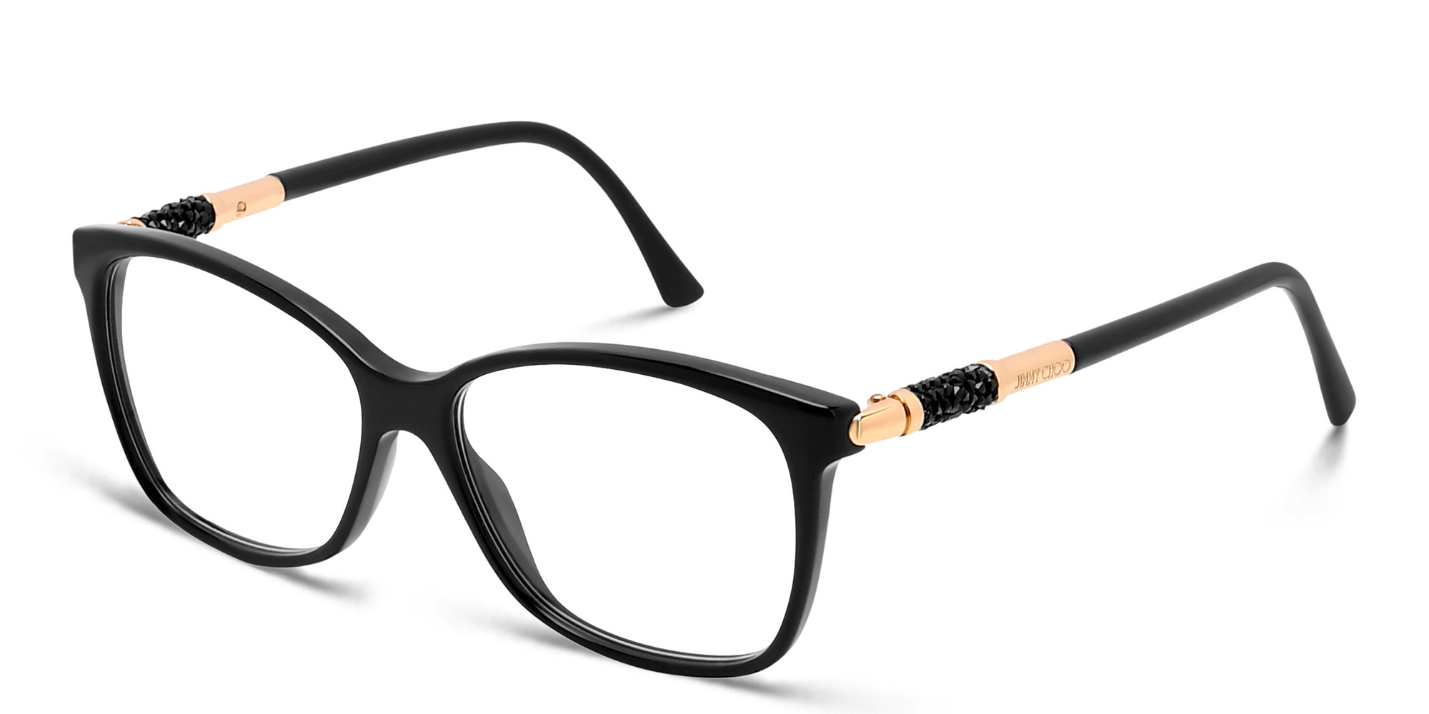 Shop JIMMY CHOO Rectangle Eyeglasses in Black online.