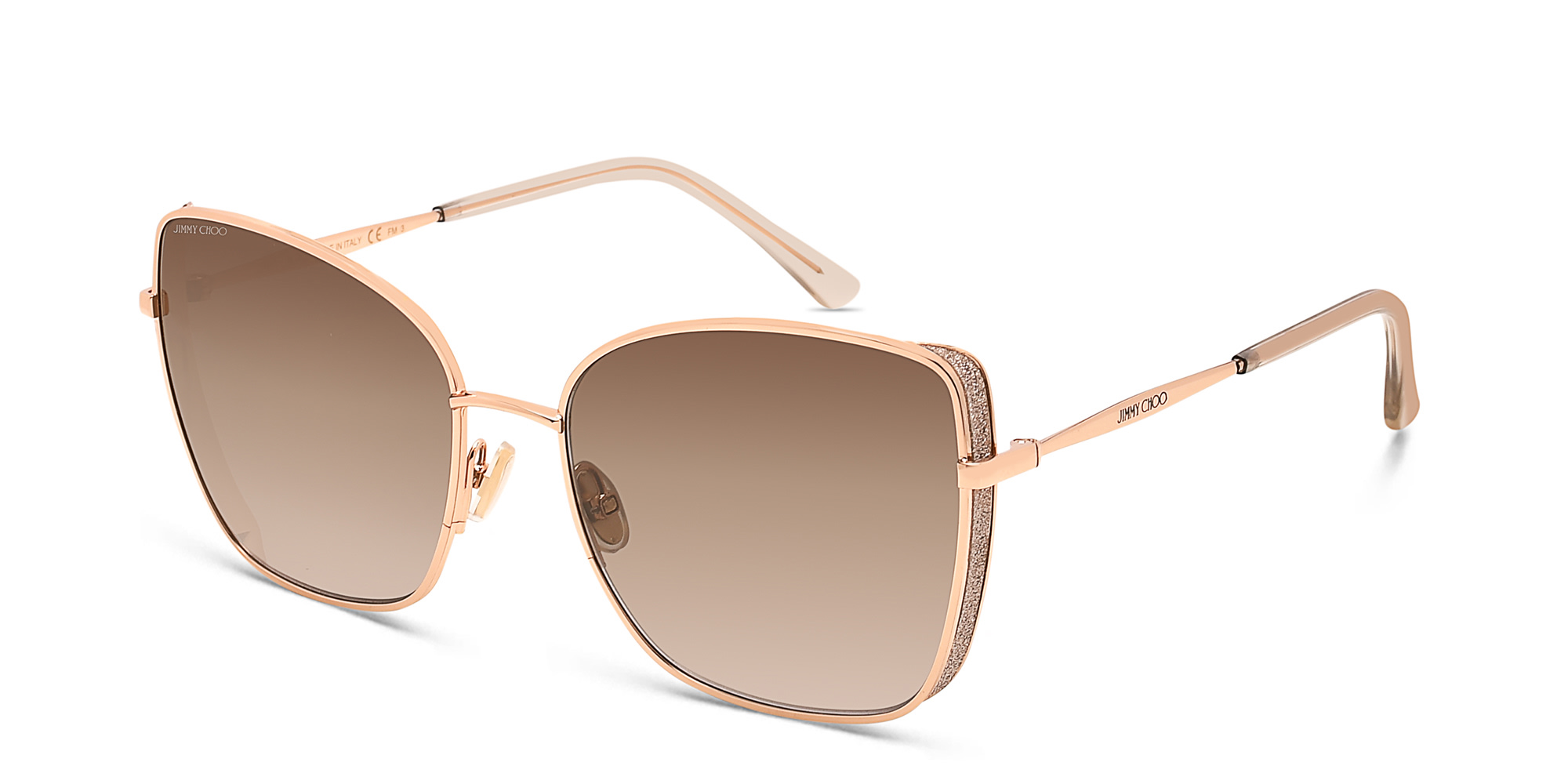 Shop JIMMY CHOO Alexis/S Cat Eye Sunglasses in Gold Copper online.